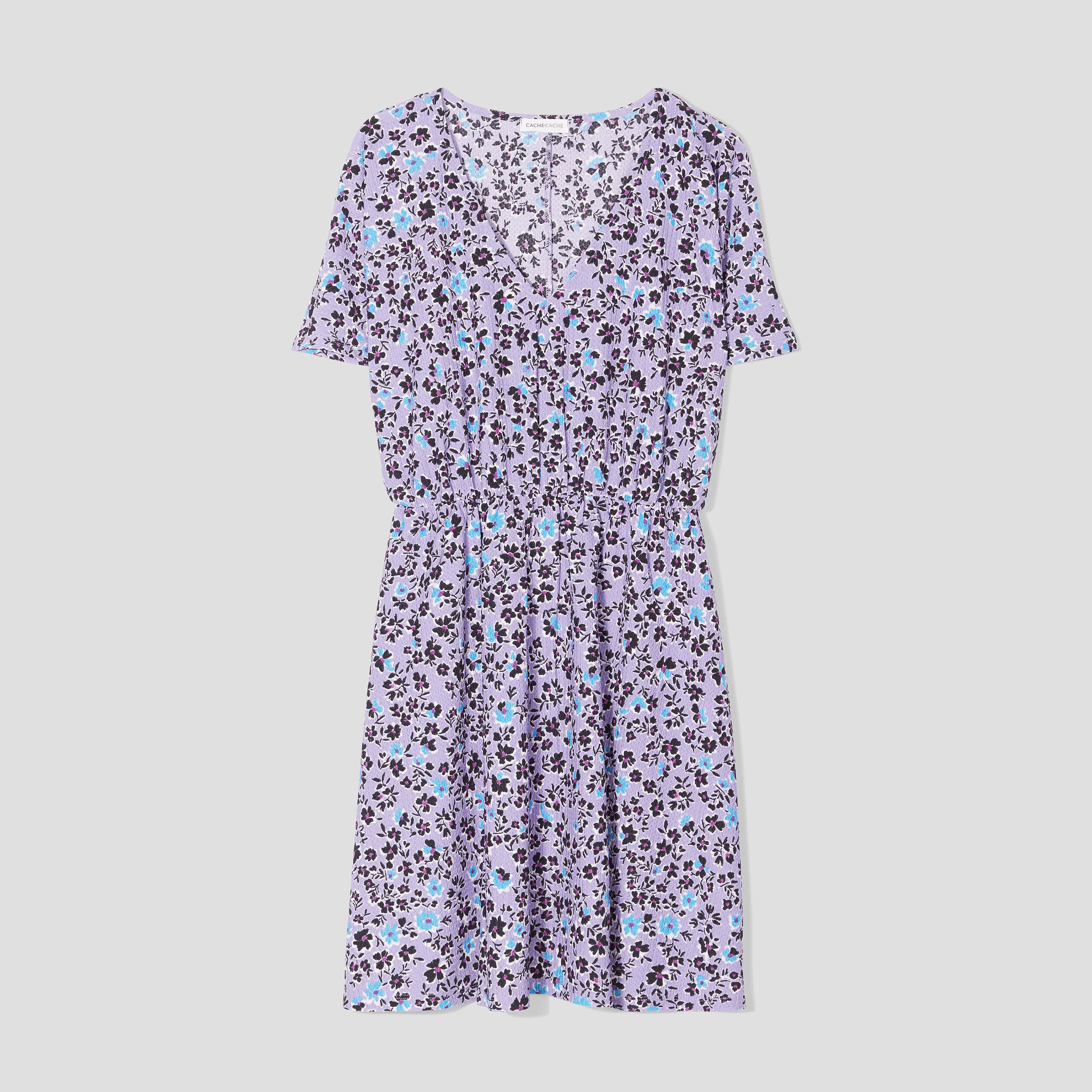 robe evasee col en v parme femme Robe évasée col en V parme femme