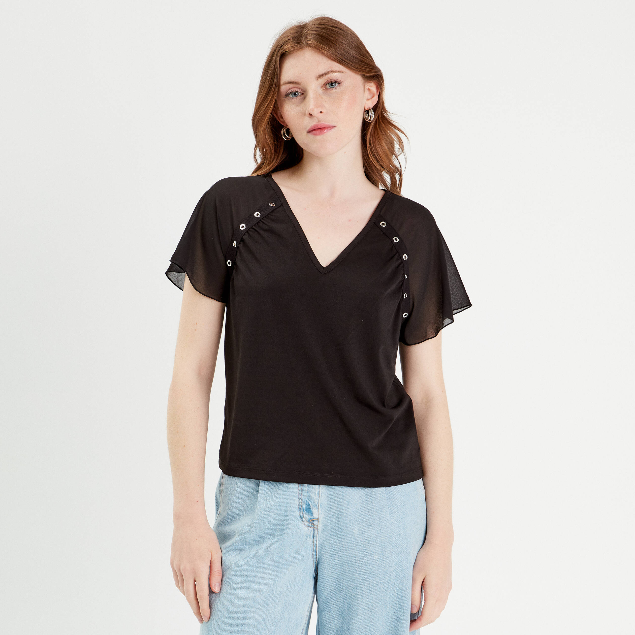 blouse manches courtes noir femme Blouse manches courtes noir femme