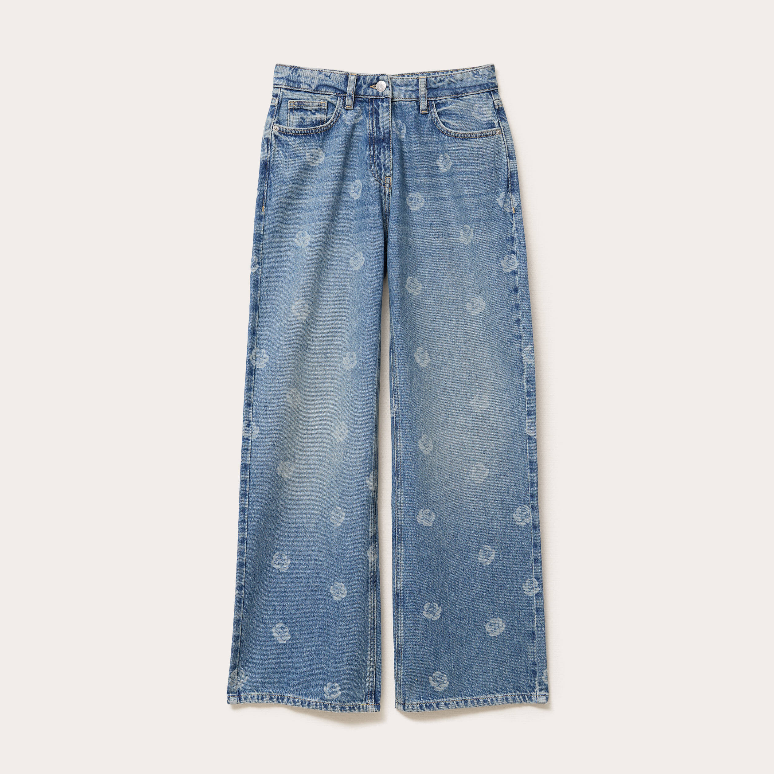 jean wide leg imprime denim double stone femme Jean wide leg imprimé denim double stone femme