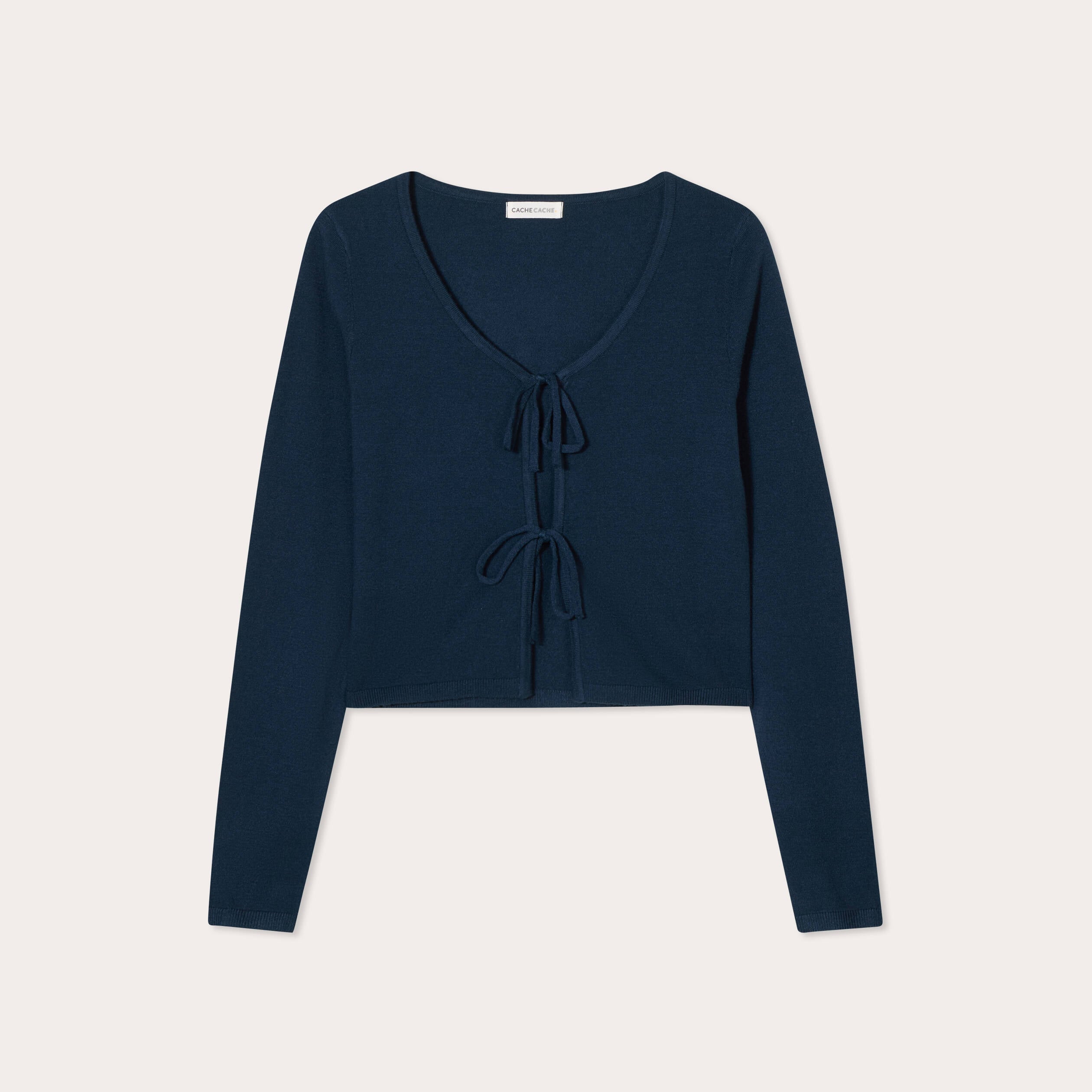 Gilet avec broderie bleu marine femme