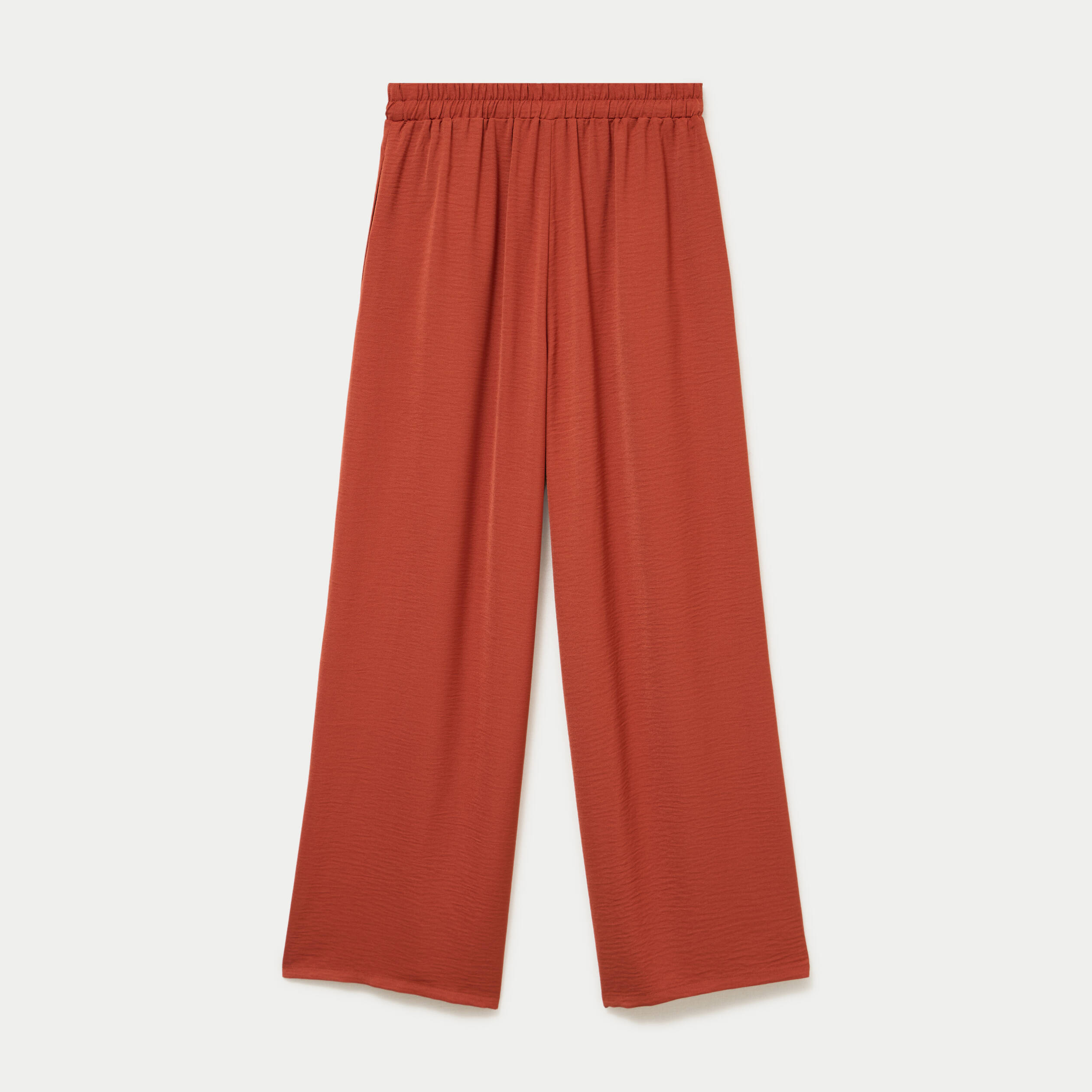 Pantalon large fluide orange fonc&eacute; femme
