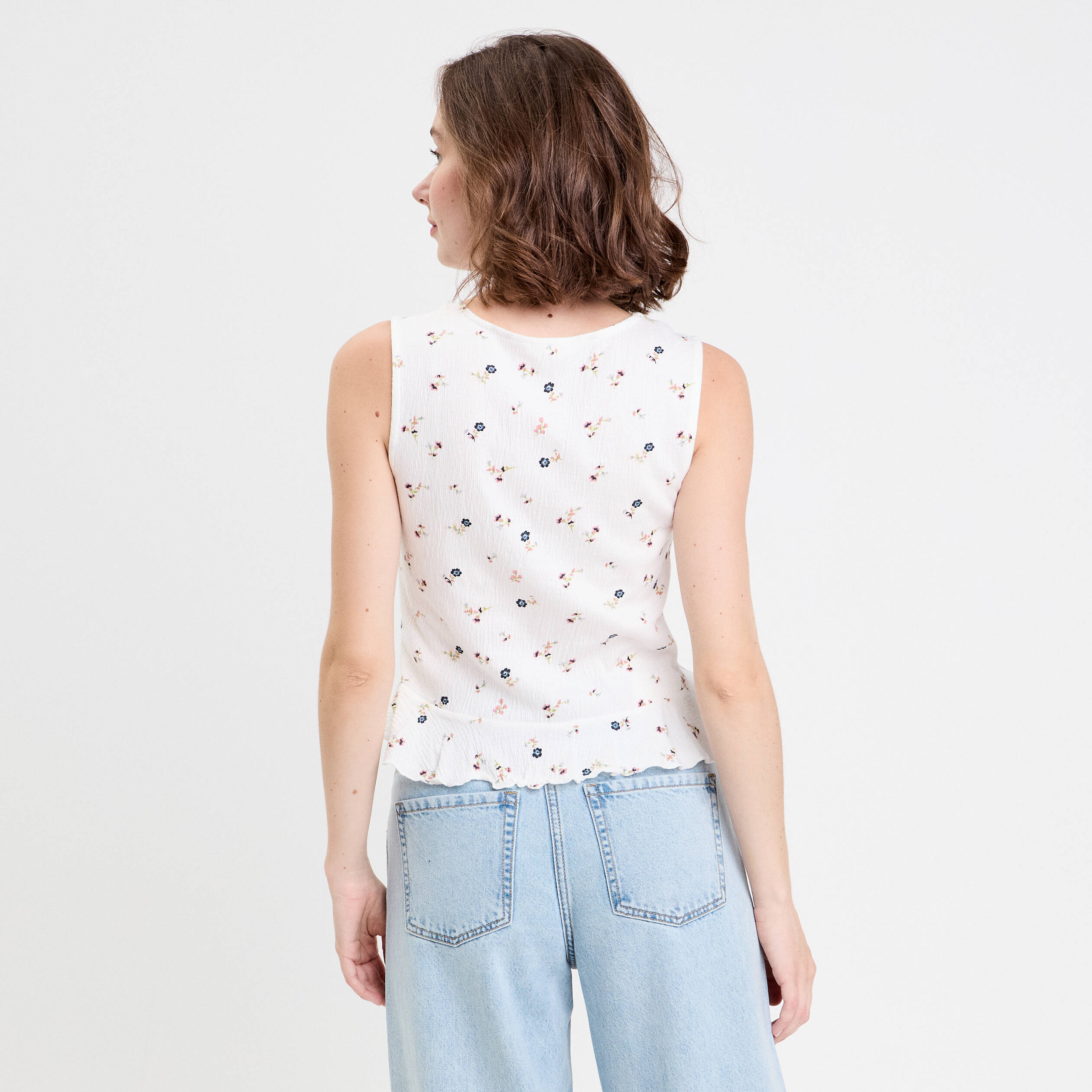 debardeur col v sans manches blanc femme Débardeur col V sans manches blanc femme