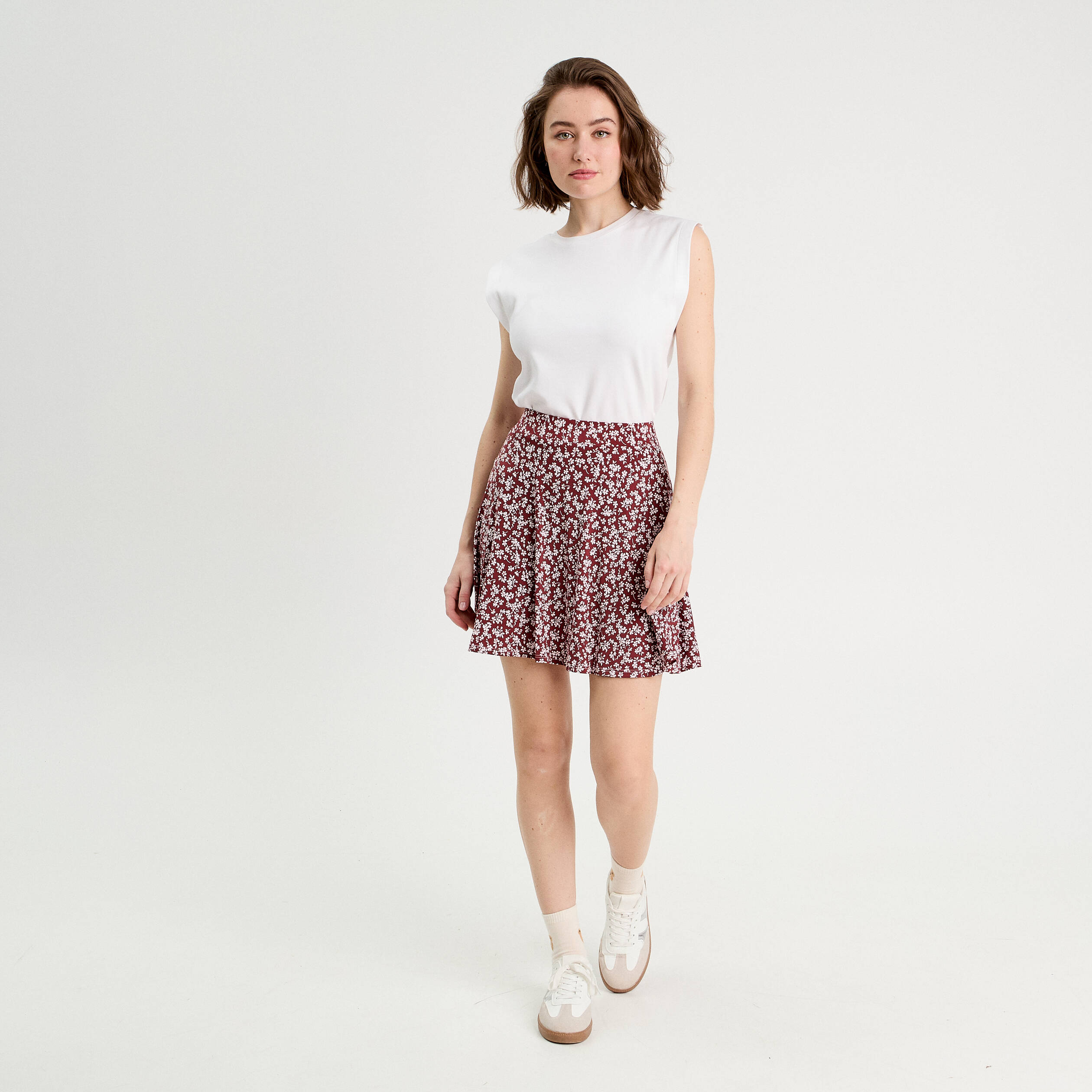jupe short patineuse marron cognac femme Jupe-short patineuse marron cognac femme