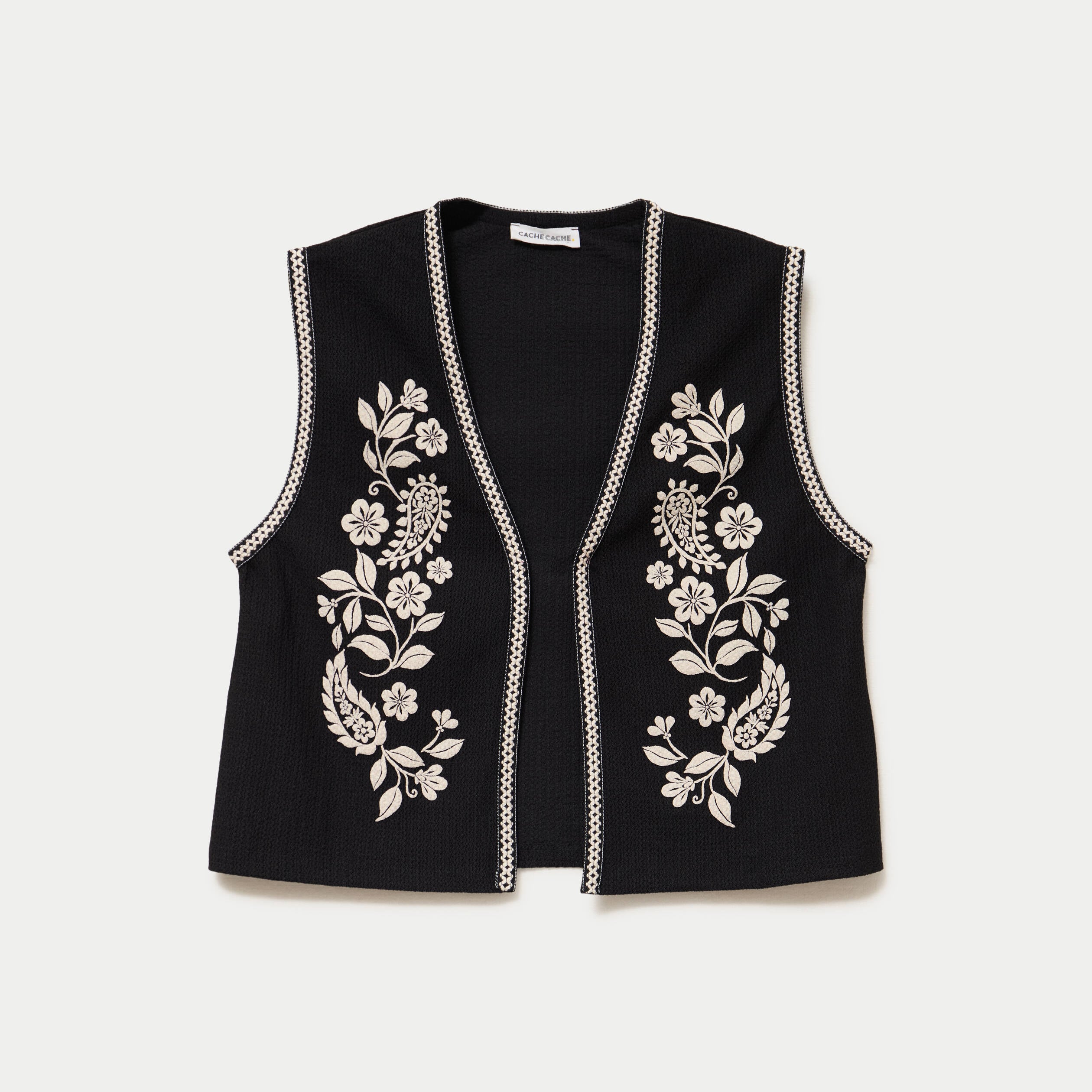 Gilet droit court sans manches noir femme