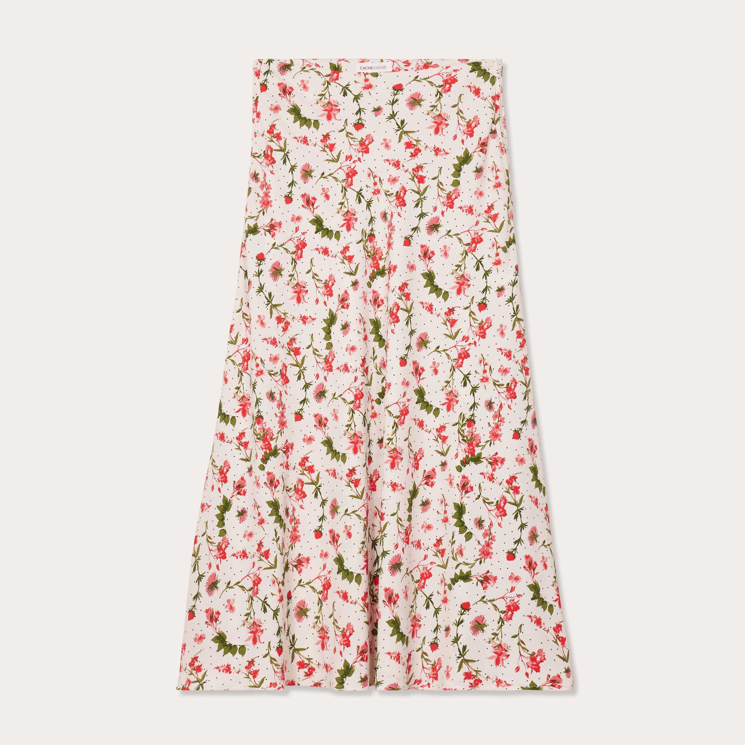Jupe midi évasée fluide blanc femme
