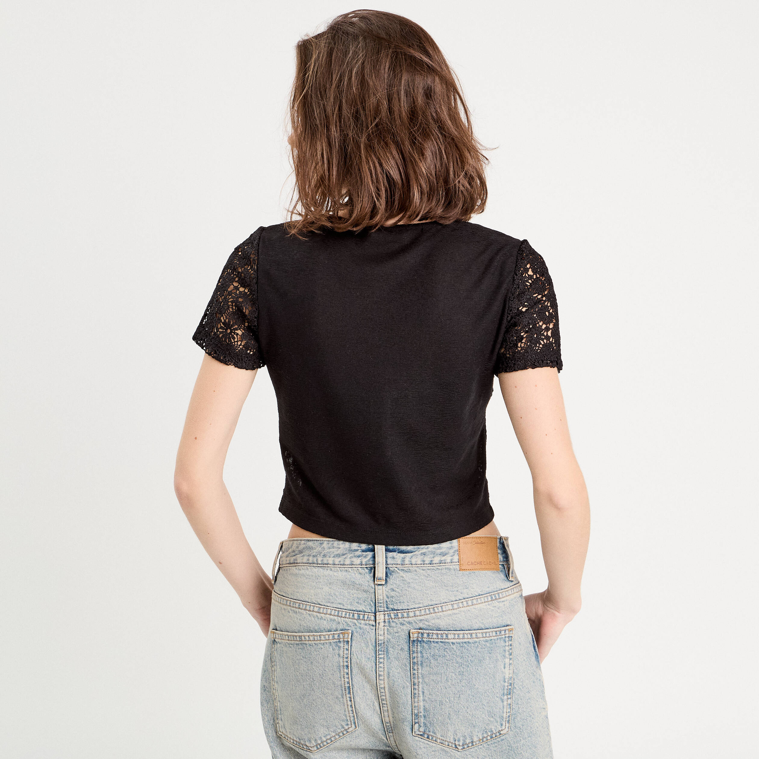 top macrame boutonne noir femme Top macramé boutonné noir femme