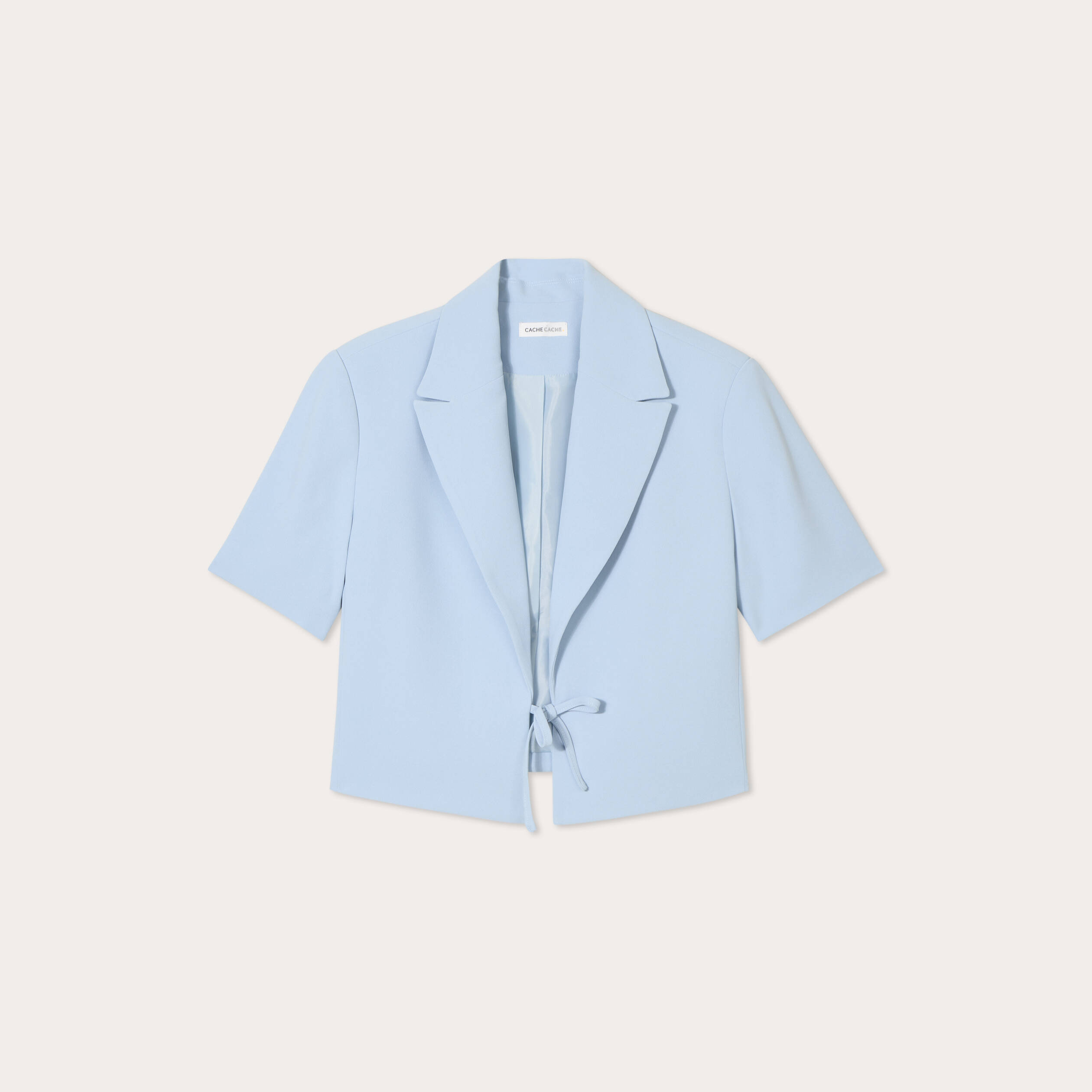 Veste blazer manches courtes bleu clair femme