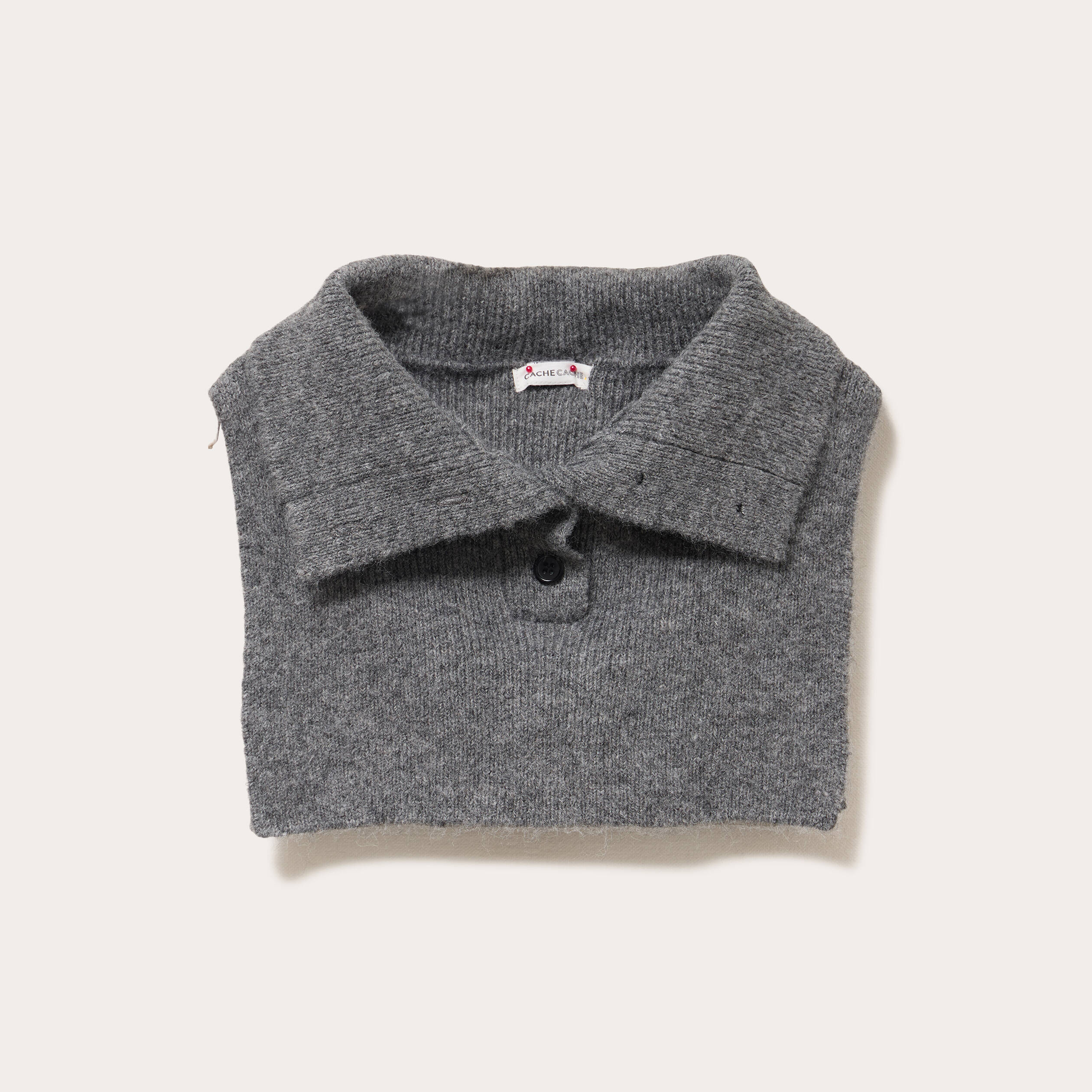 Col plastron en maille gris foncé femme Vibs