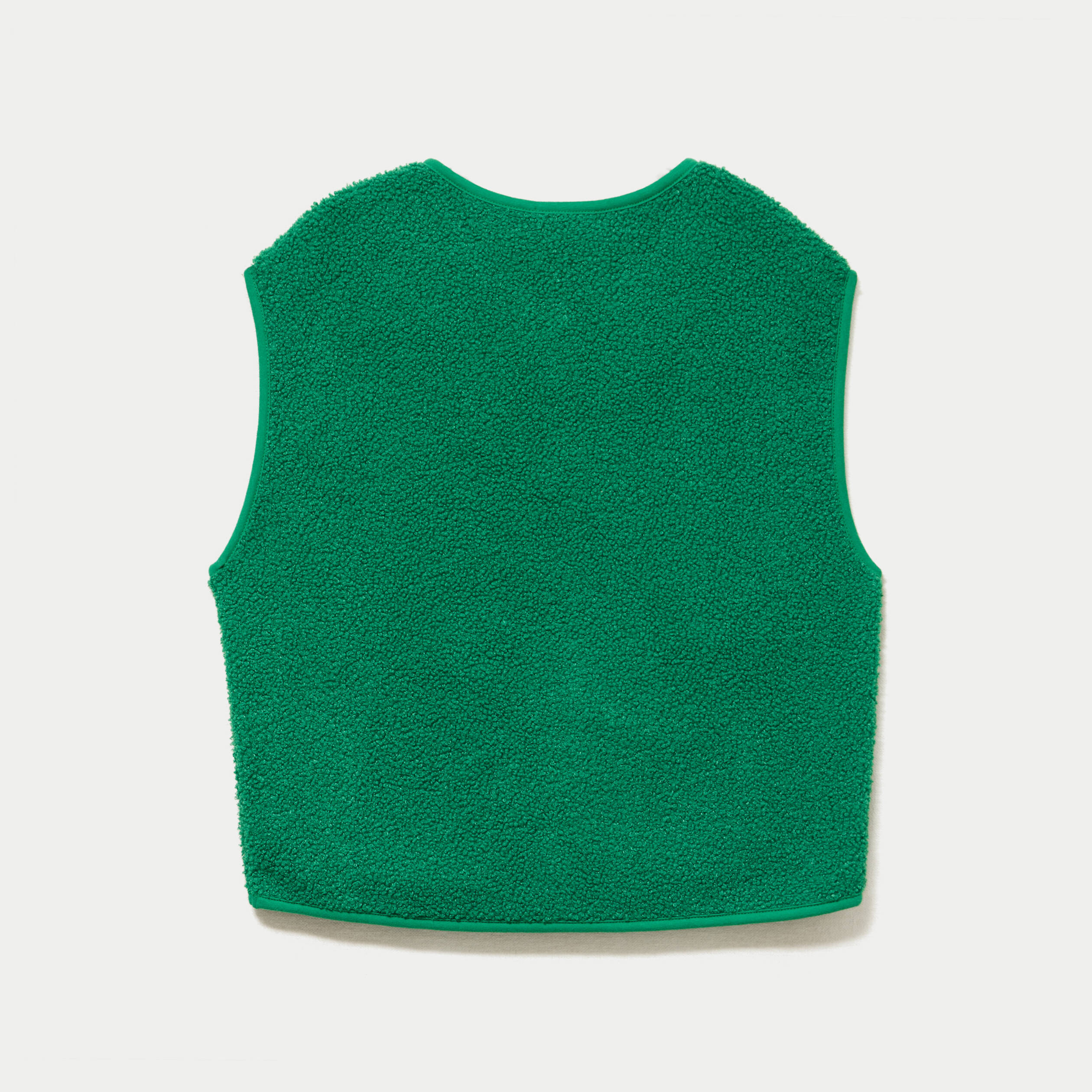 Veste sans manches fausse fourrure vert fonc&eacute; femme