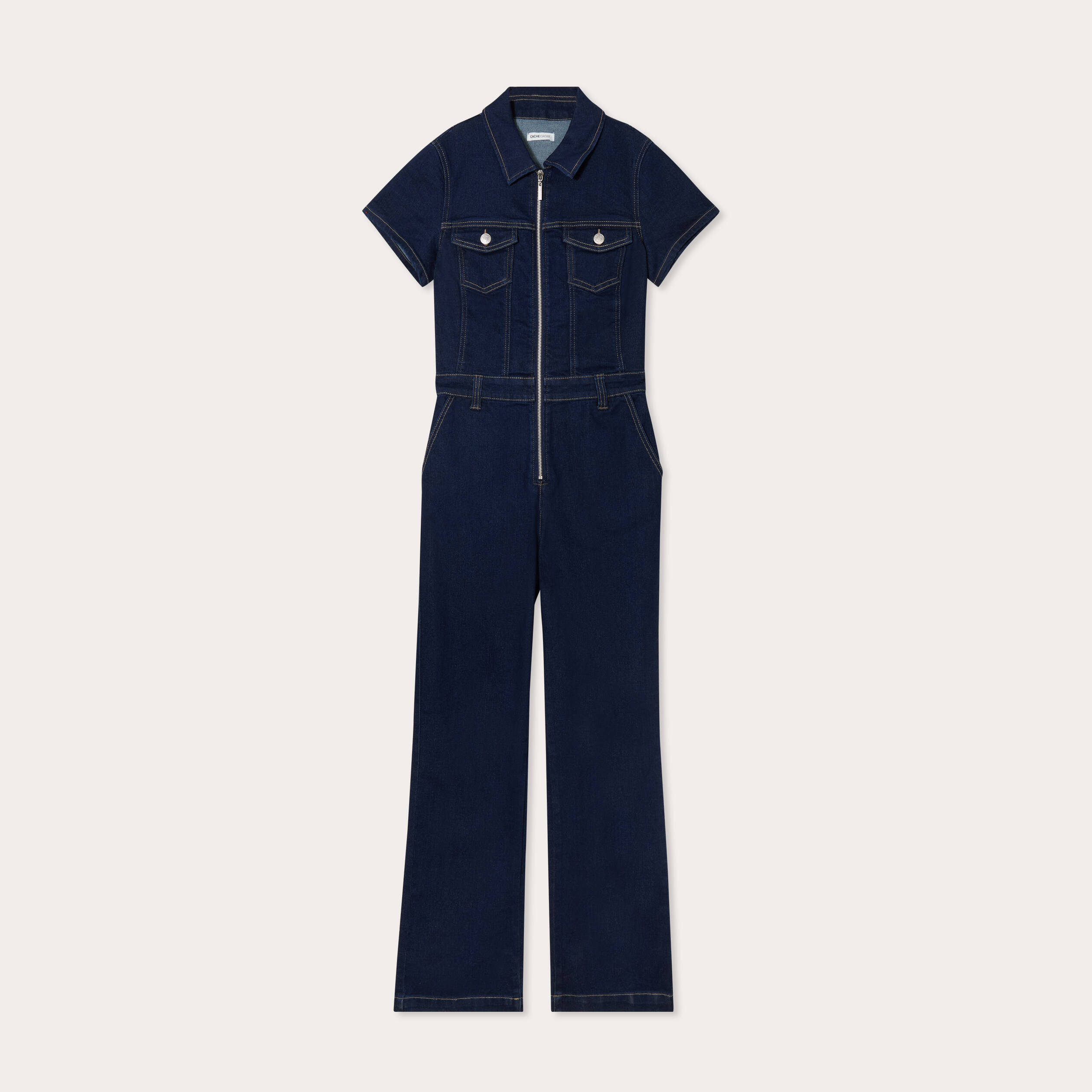 Combinaison pantalon en jean denim brut femme