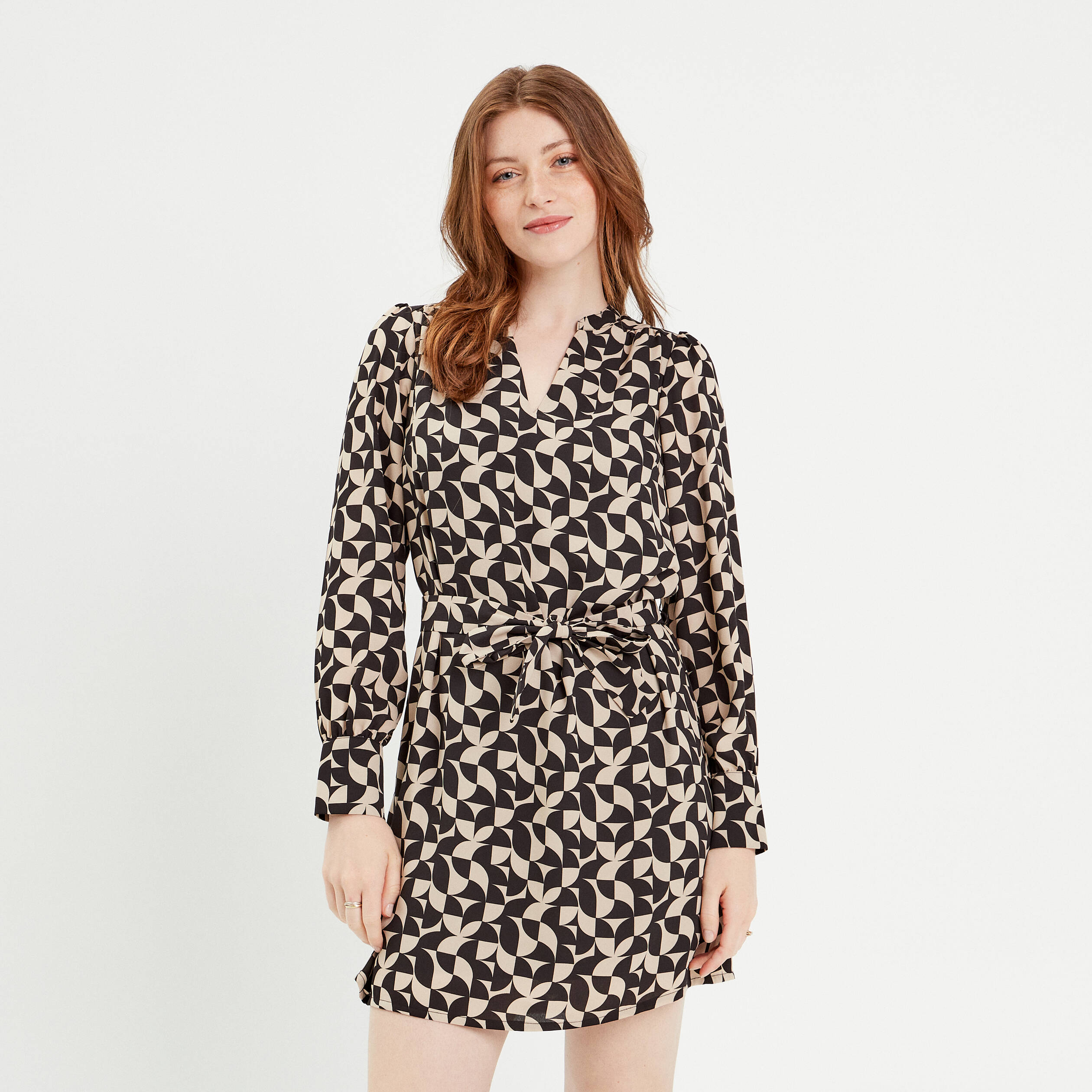 robe droite ceinturee beige femme Robe droite ceinturée beige femme