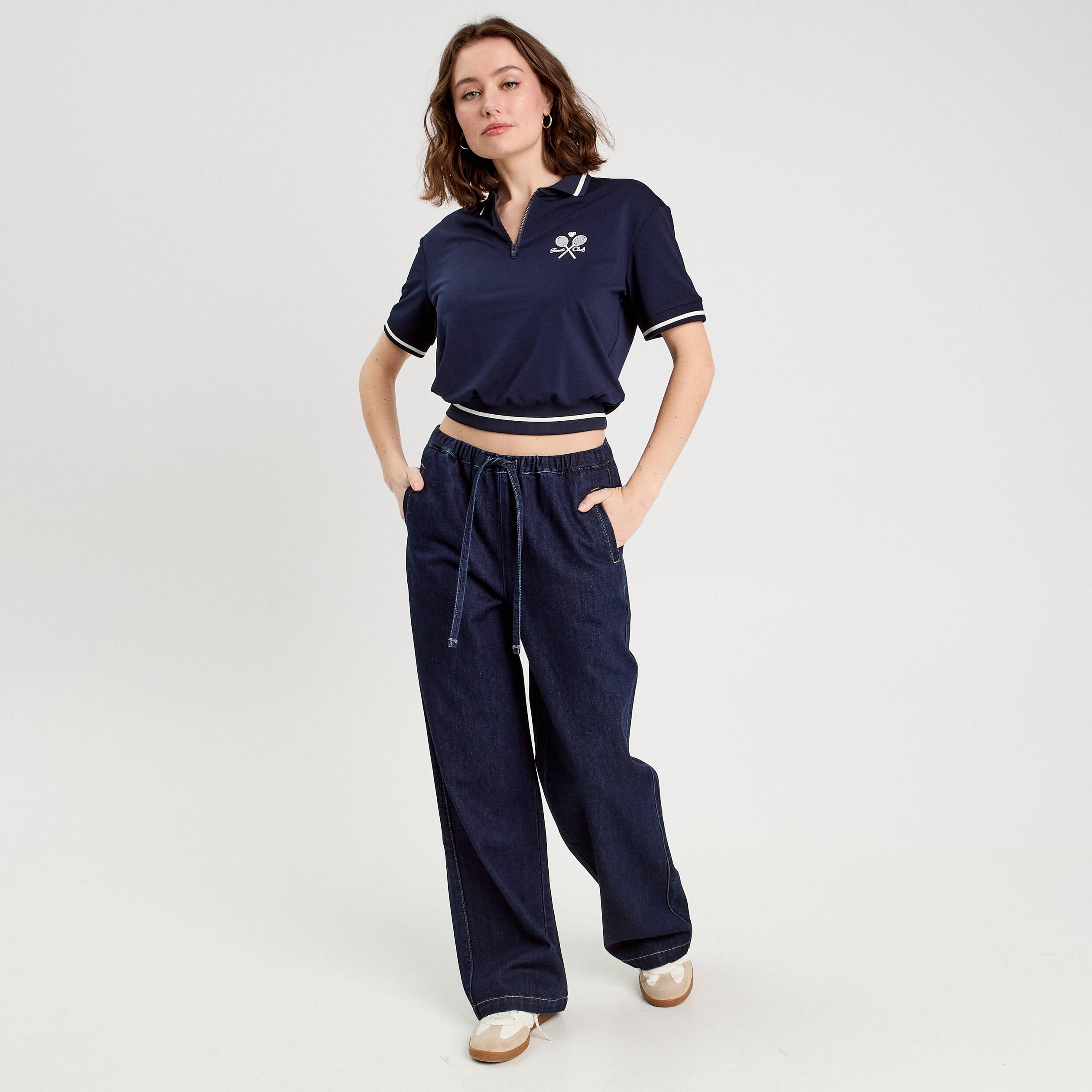 Polo manches courtes bleu marine femme