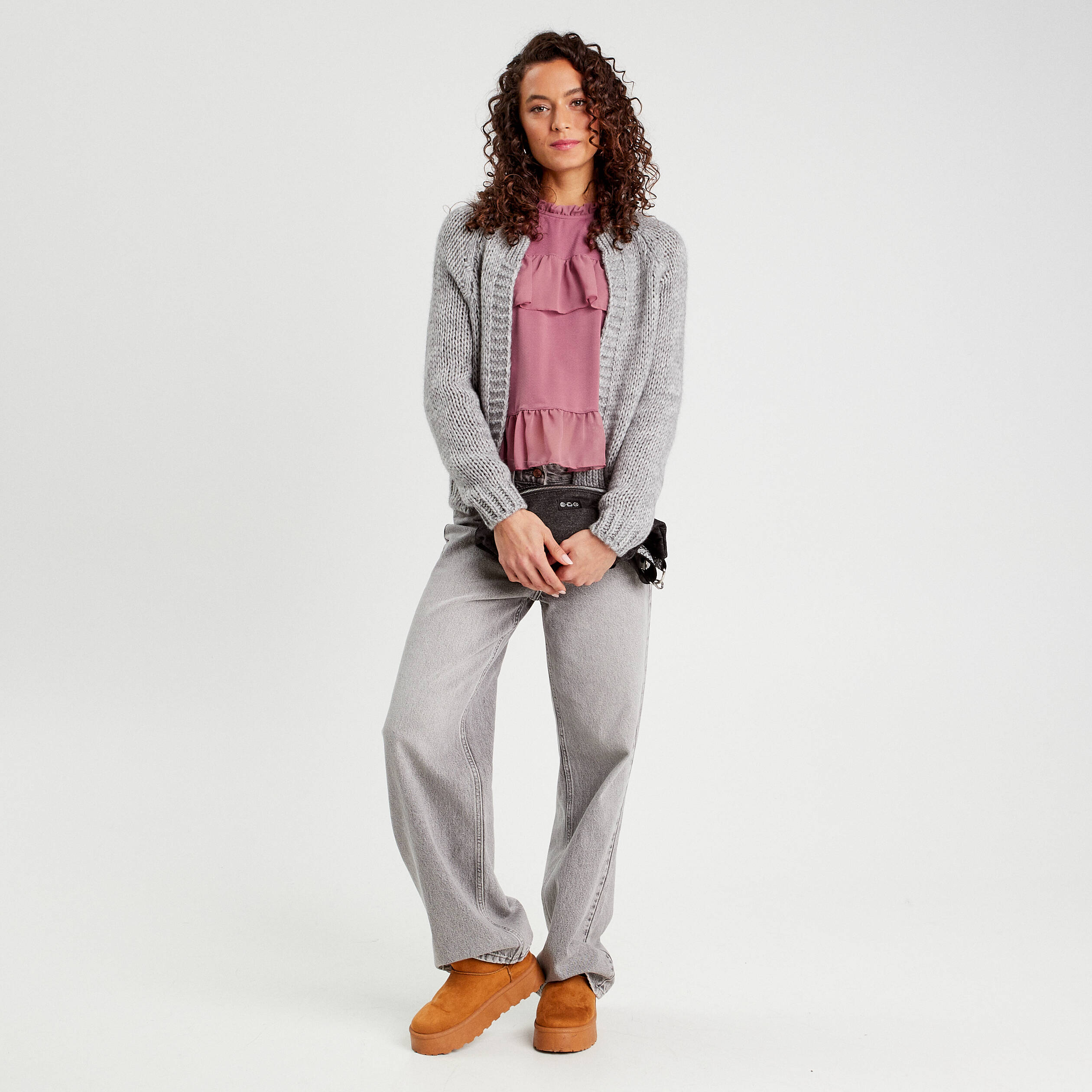 gilet manches longues gris clair femme Gilet manches longues gris clair femme