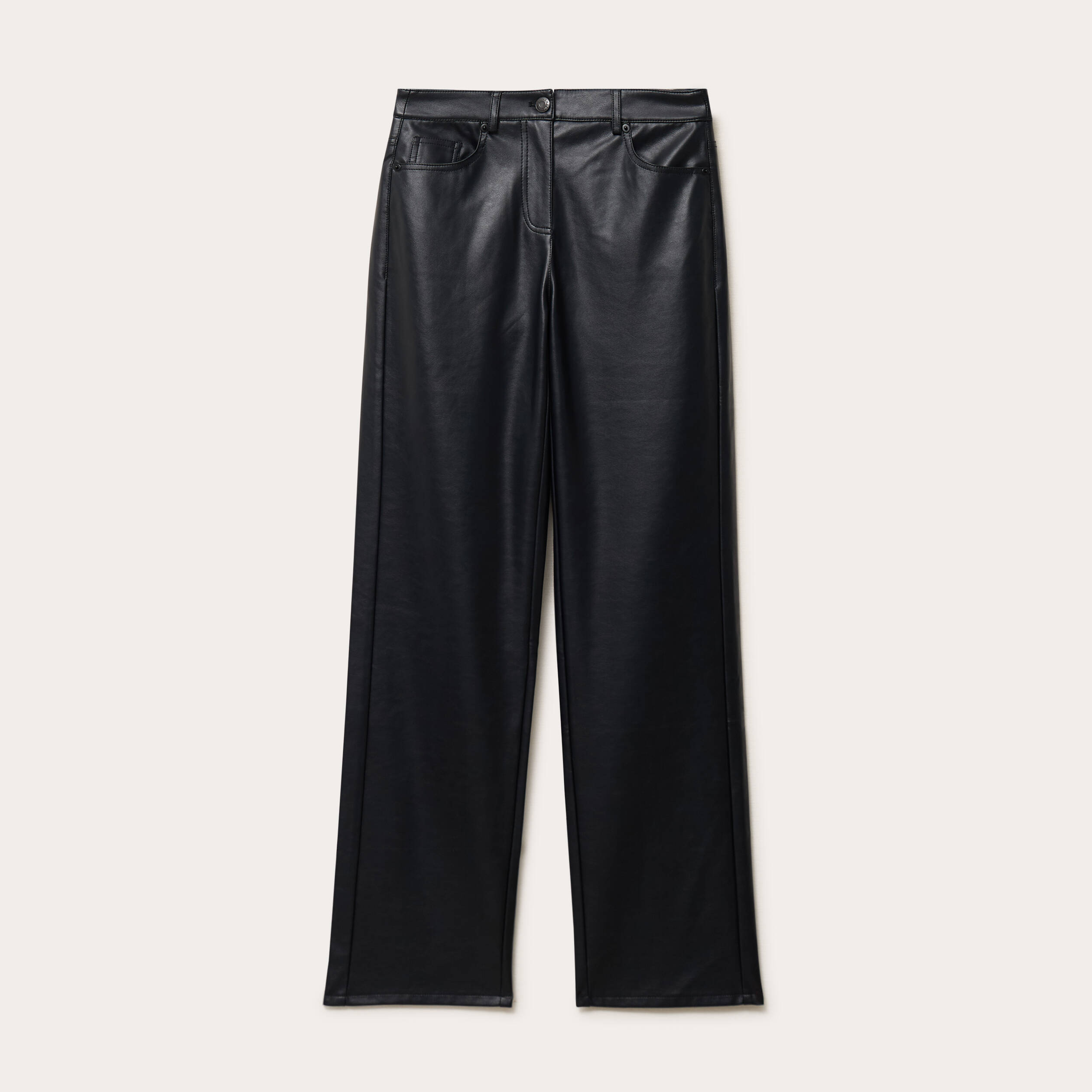 Pantalon droit similicuir noir femme