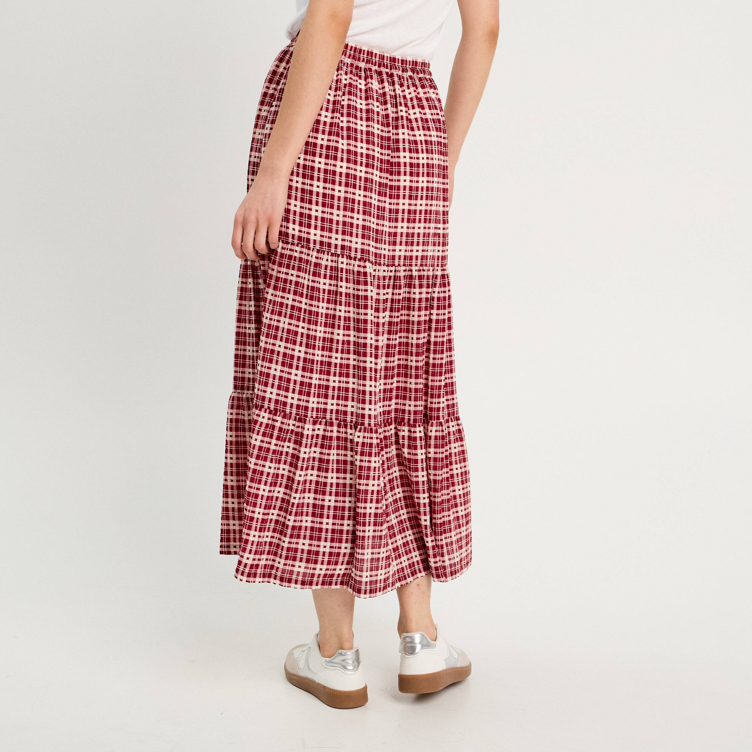 jupe longue trapeze bordeaux femme Jupe longue trapèze bordeaux femme