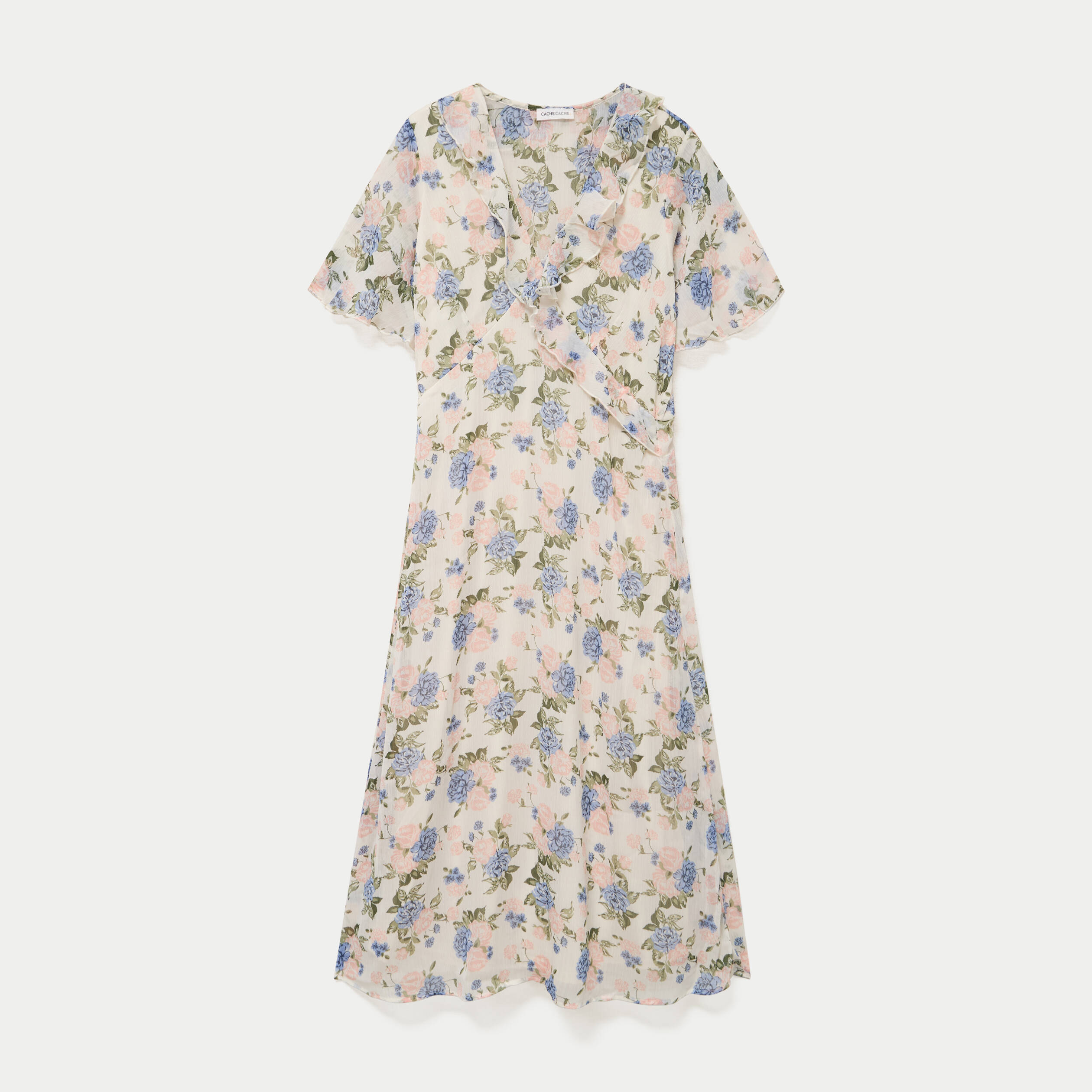 Robe &eacute;vas&eacute;e col v blanc femme