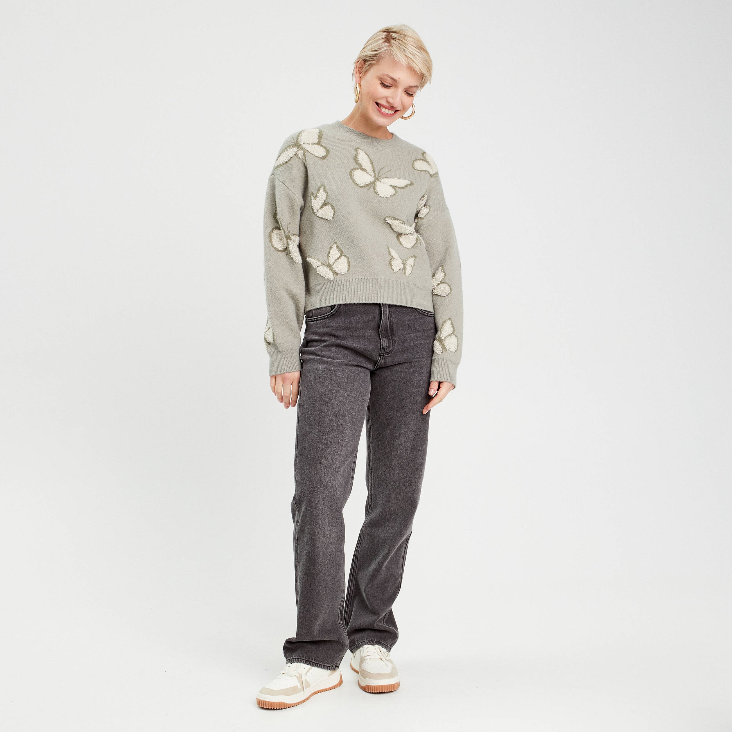 Pull manches longues vert pastel femme