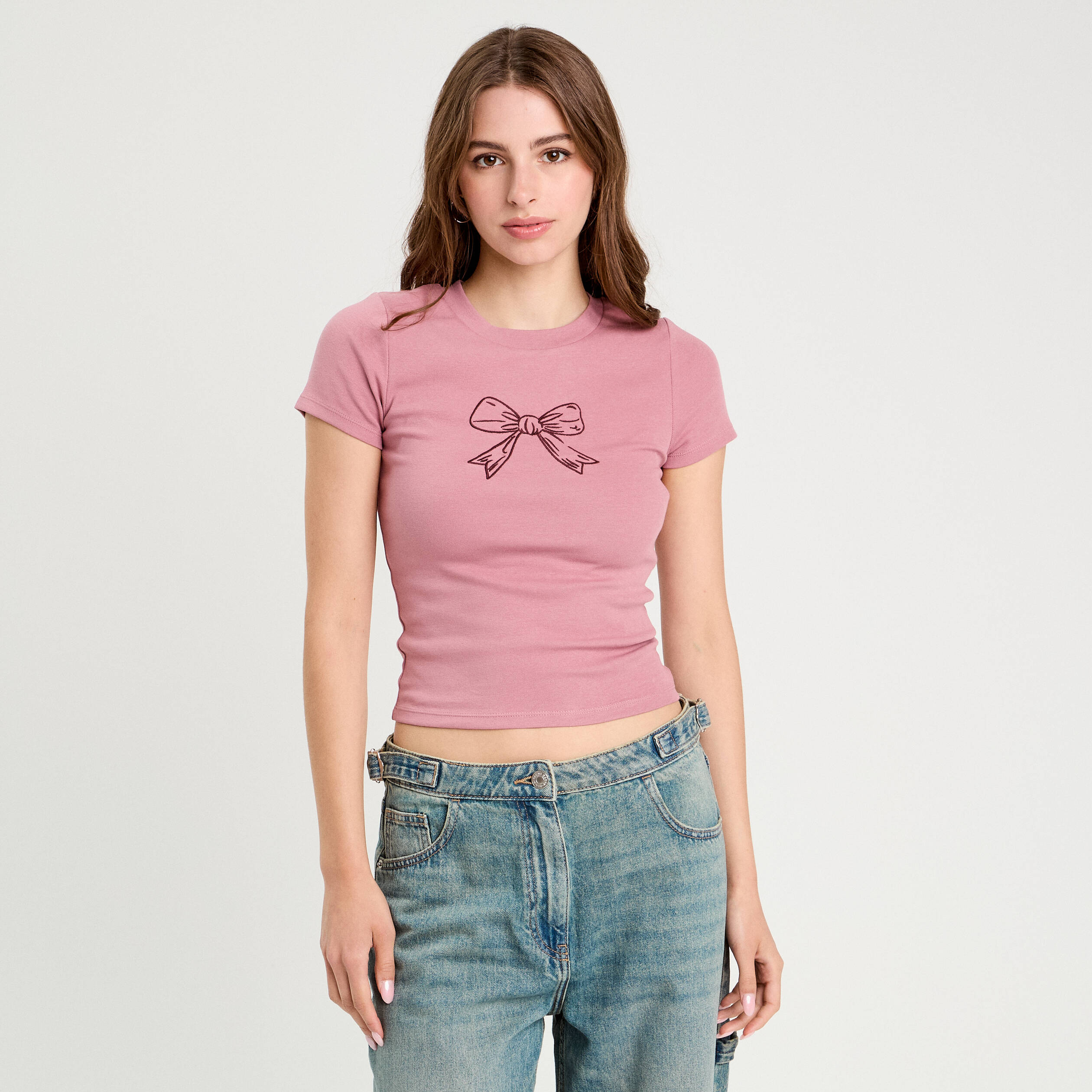 t shirt manches courtes ajuste vieux rose femme T-shirt manches courtes ajusté vieux rose femme