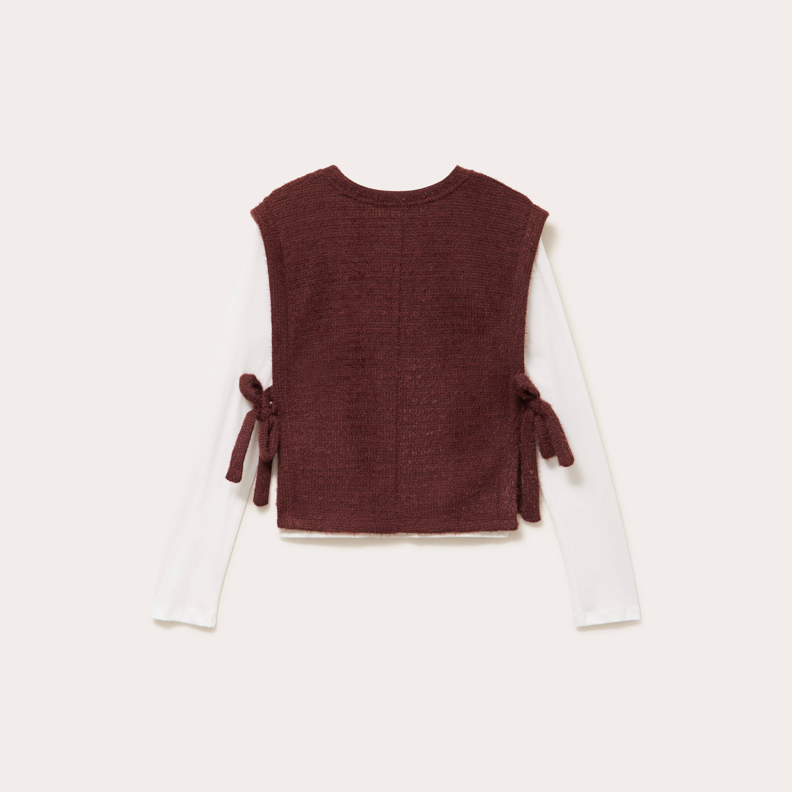 T-shirt pull sans manches 2-en-1 marron femme