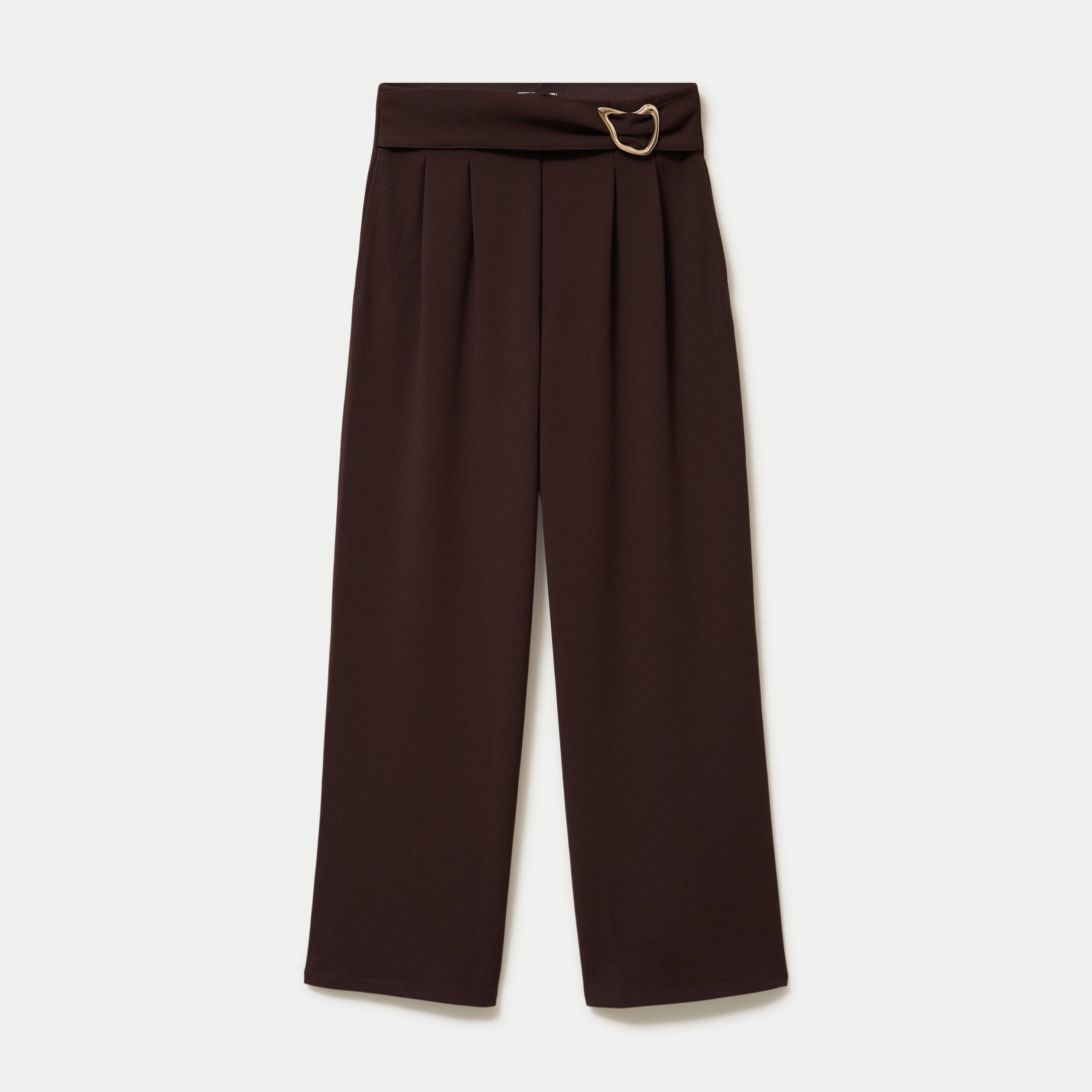 Pantalon bootcut avec ceinture marron fonc&eacute; femme