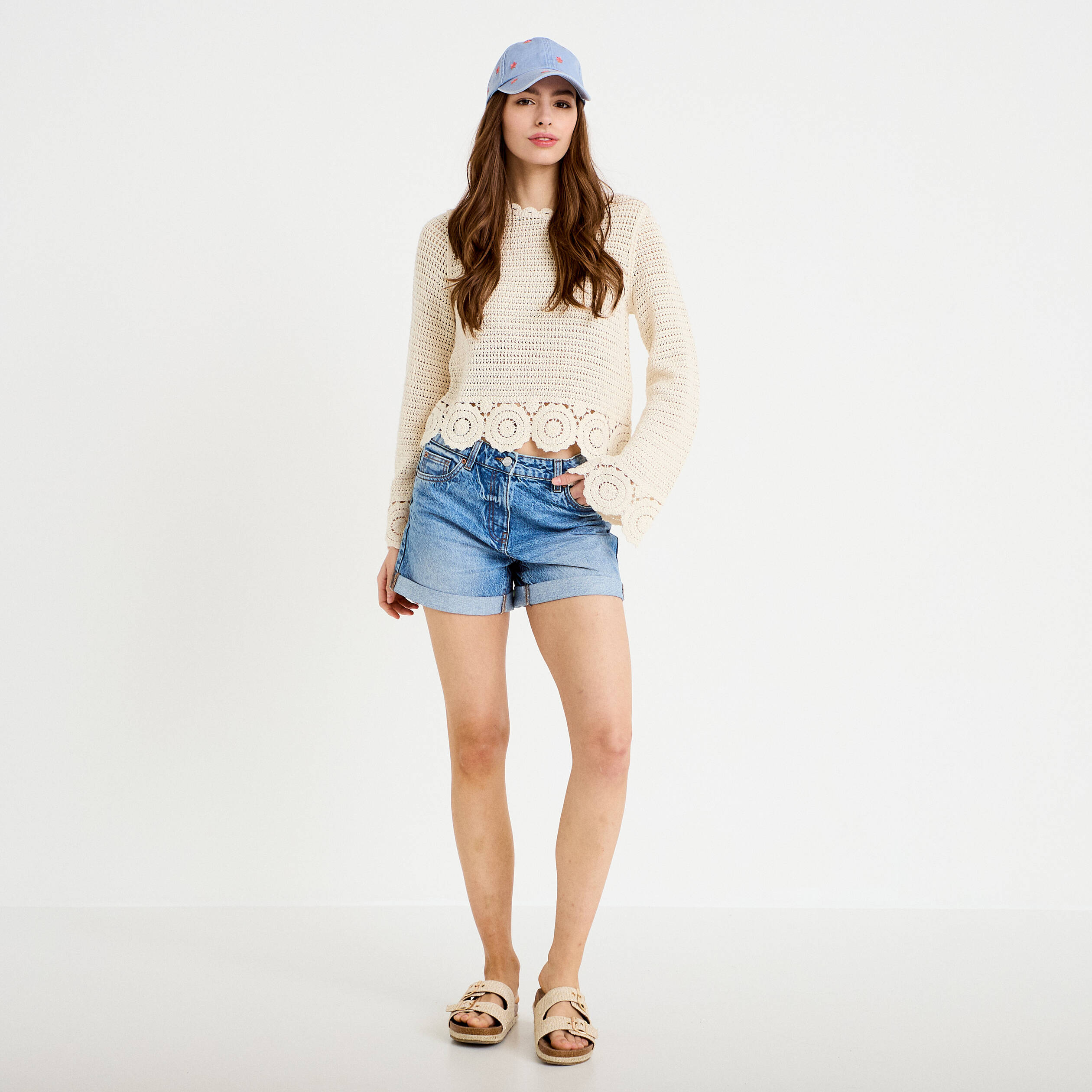 Pull manches longues ecru femme