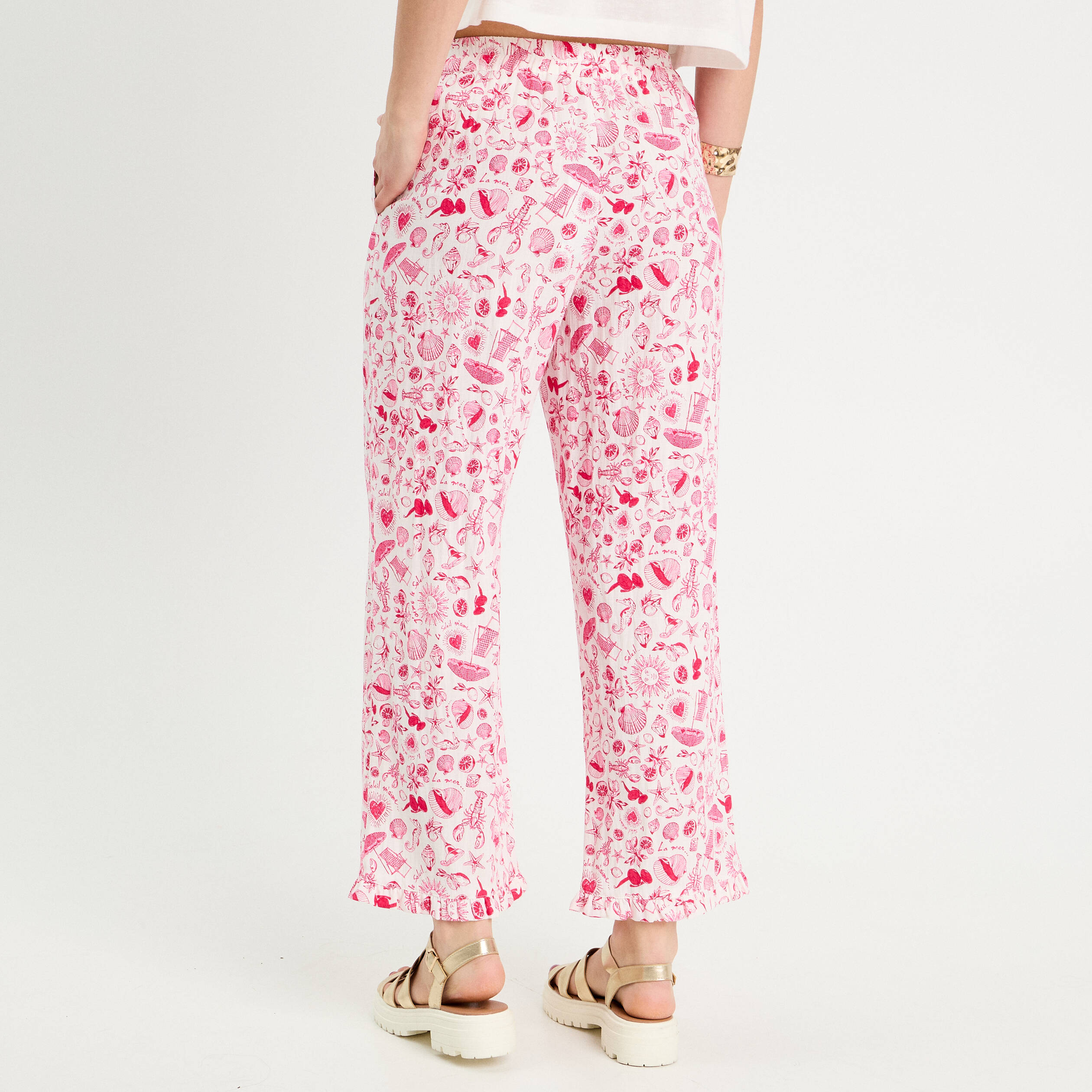 pantalon large rose fushia femme Pantalon large rose fushia femme