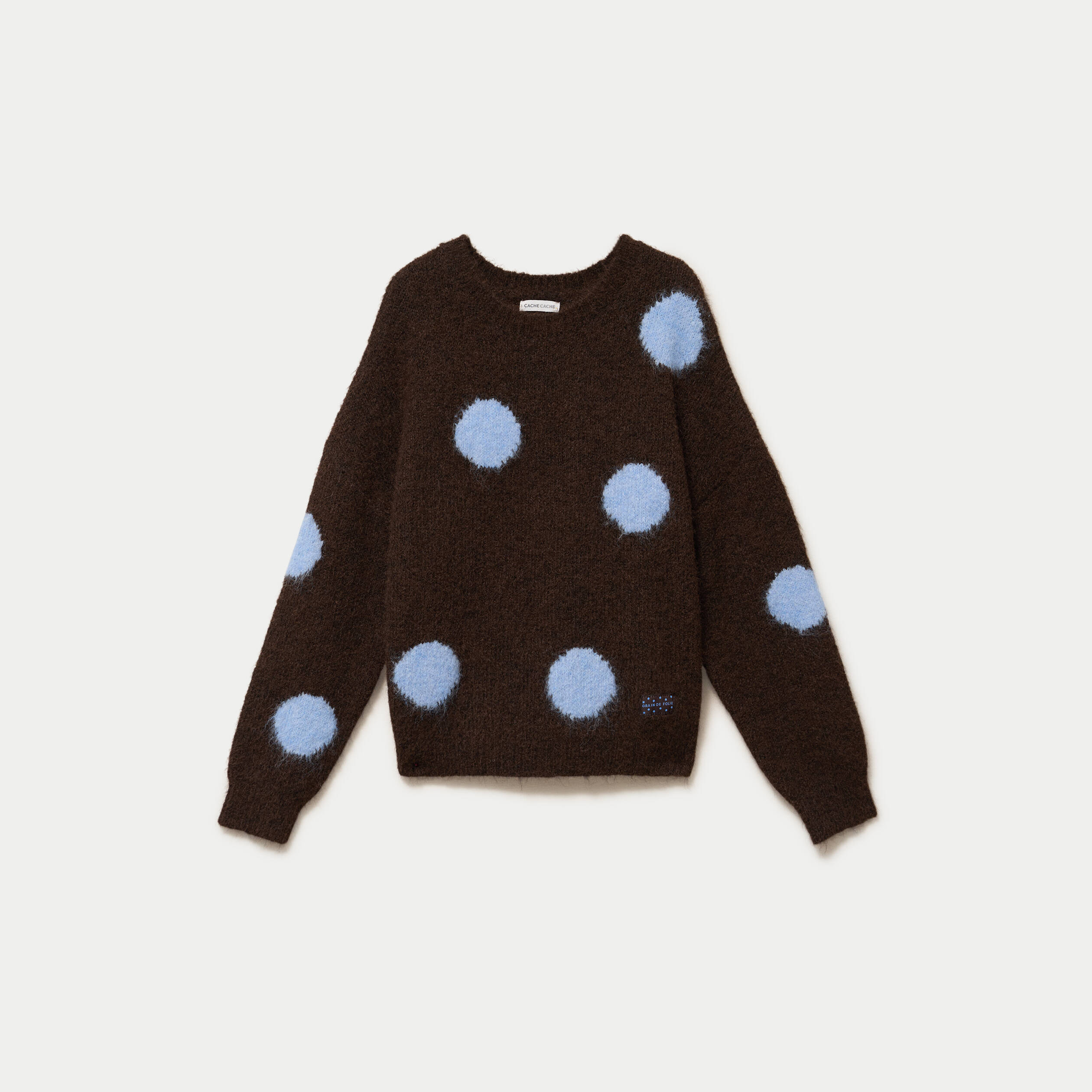 Pull manches longues marron fonc&eacute; femme