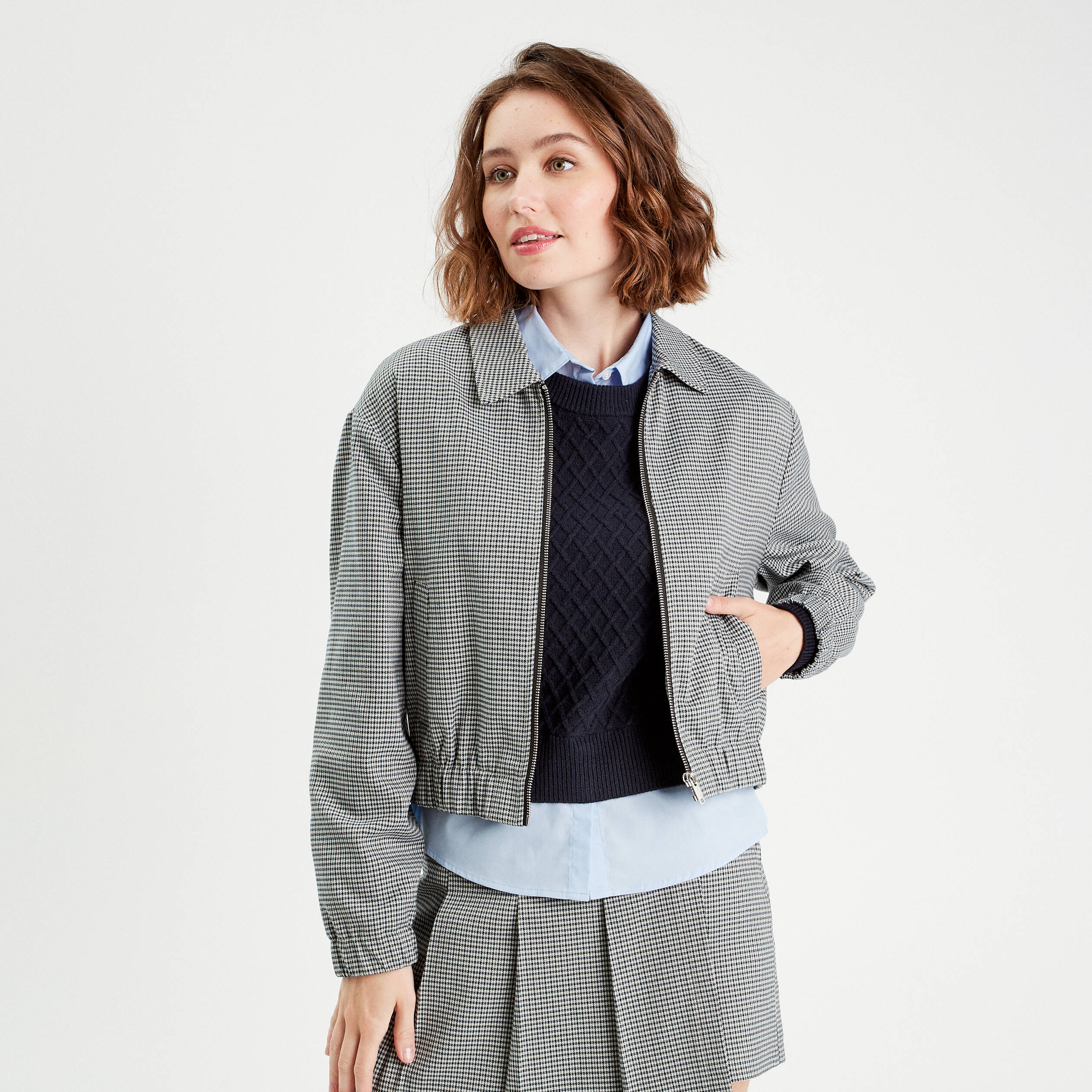 veste zippee manches longues blanc femme Veste zippée manches longues blanc femme