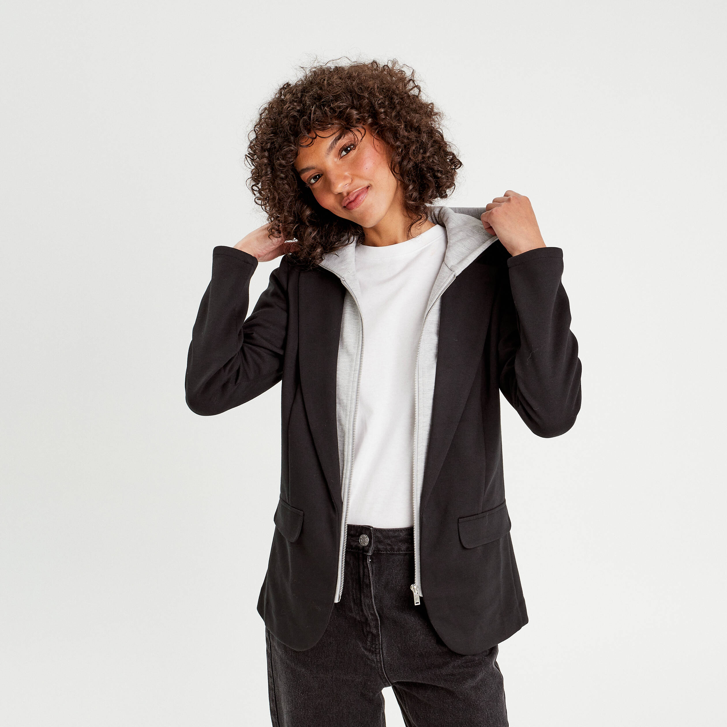 veste blazer 2 en 1 gilet noir femme Veste blazer 2-en-1 gilet noir femme