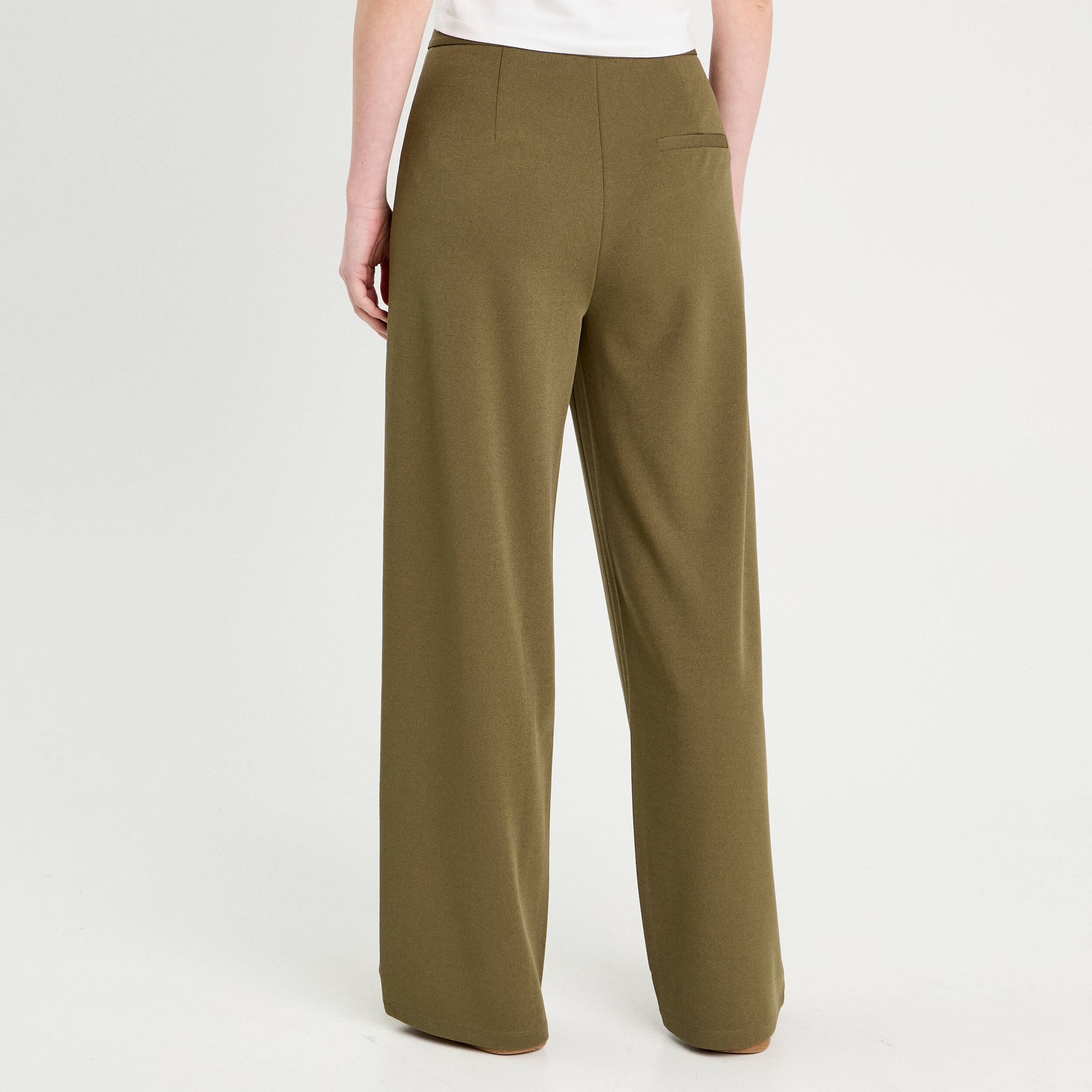 Pantalon large vert kaki femme