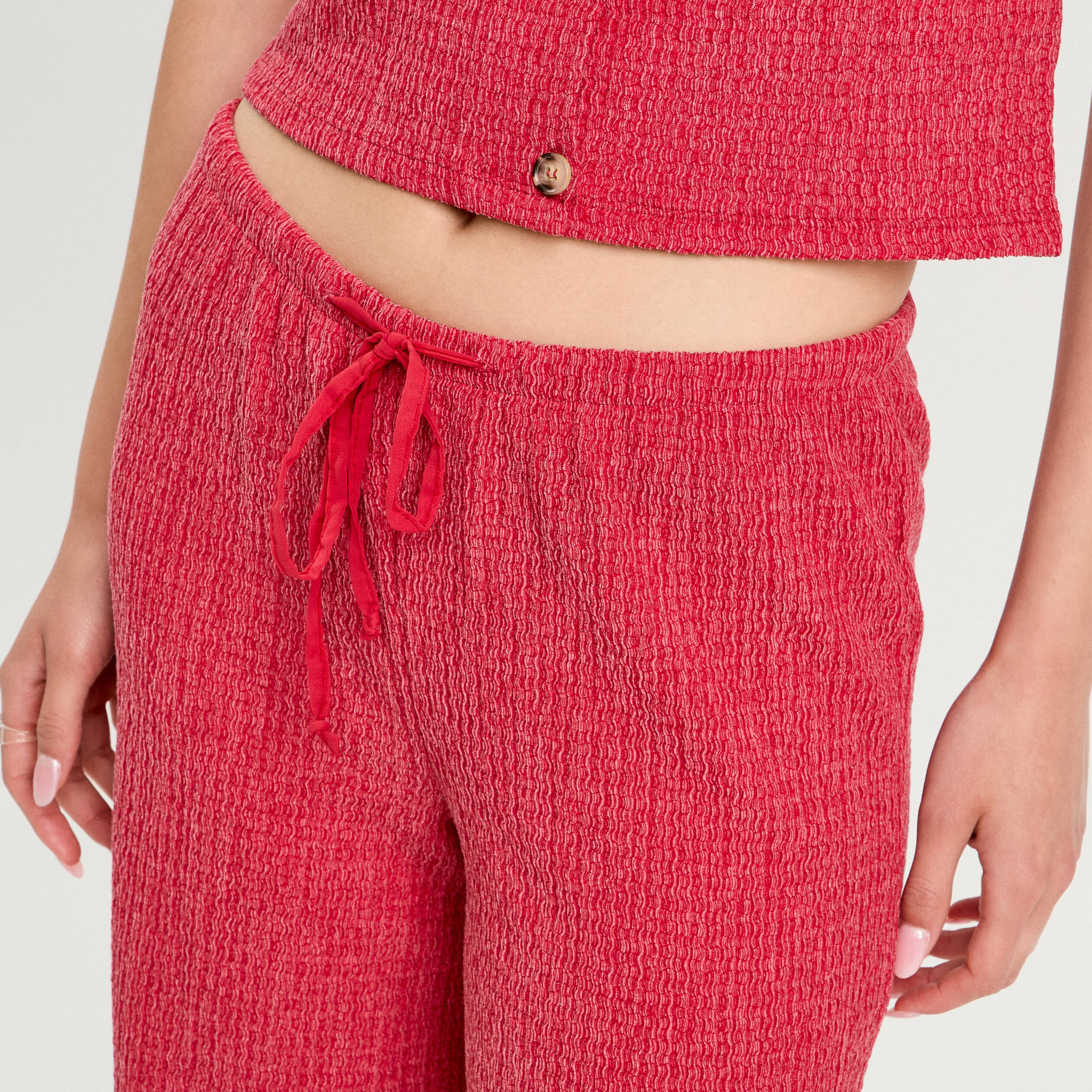 Pantalon large rouge foncé femme