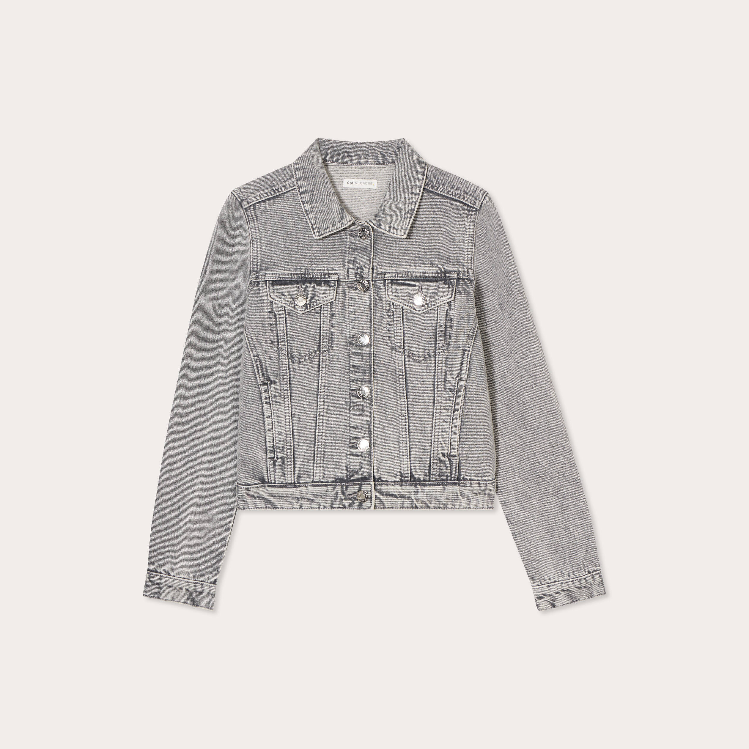 veste boutonnee en jean denim gris femme Veste boutonnée en jean denim gris femme