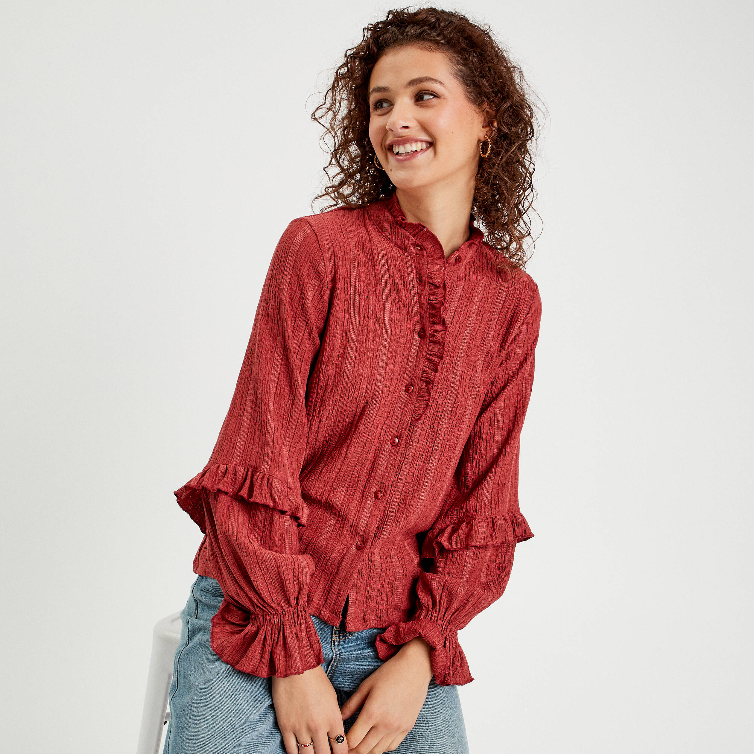 Chemise à volants femme best sale