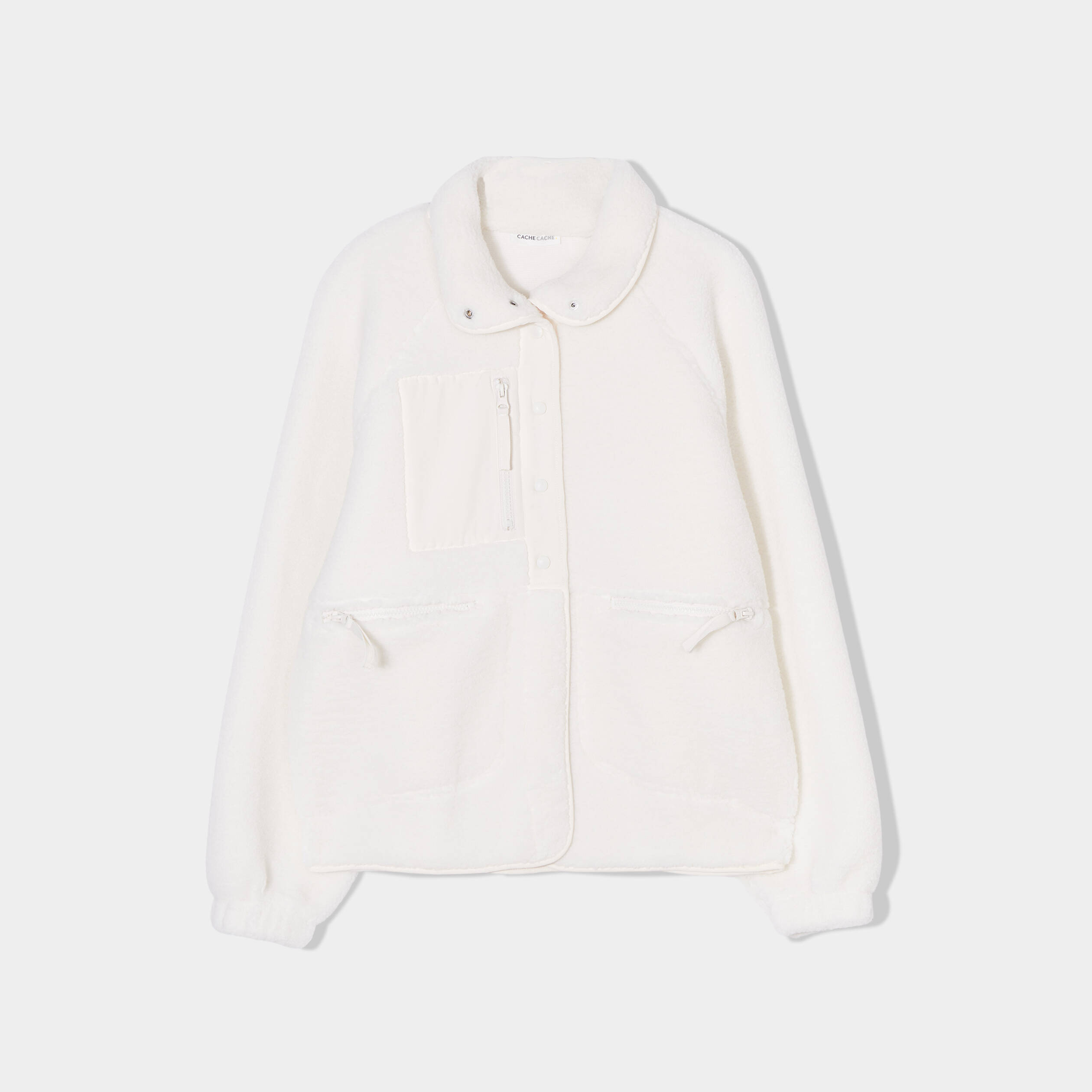 Veste oversize laine mouton ecru femme