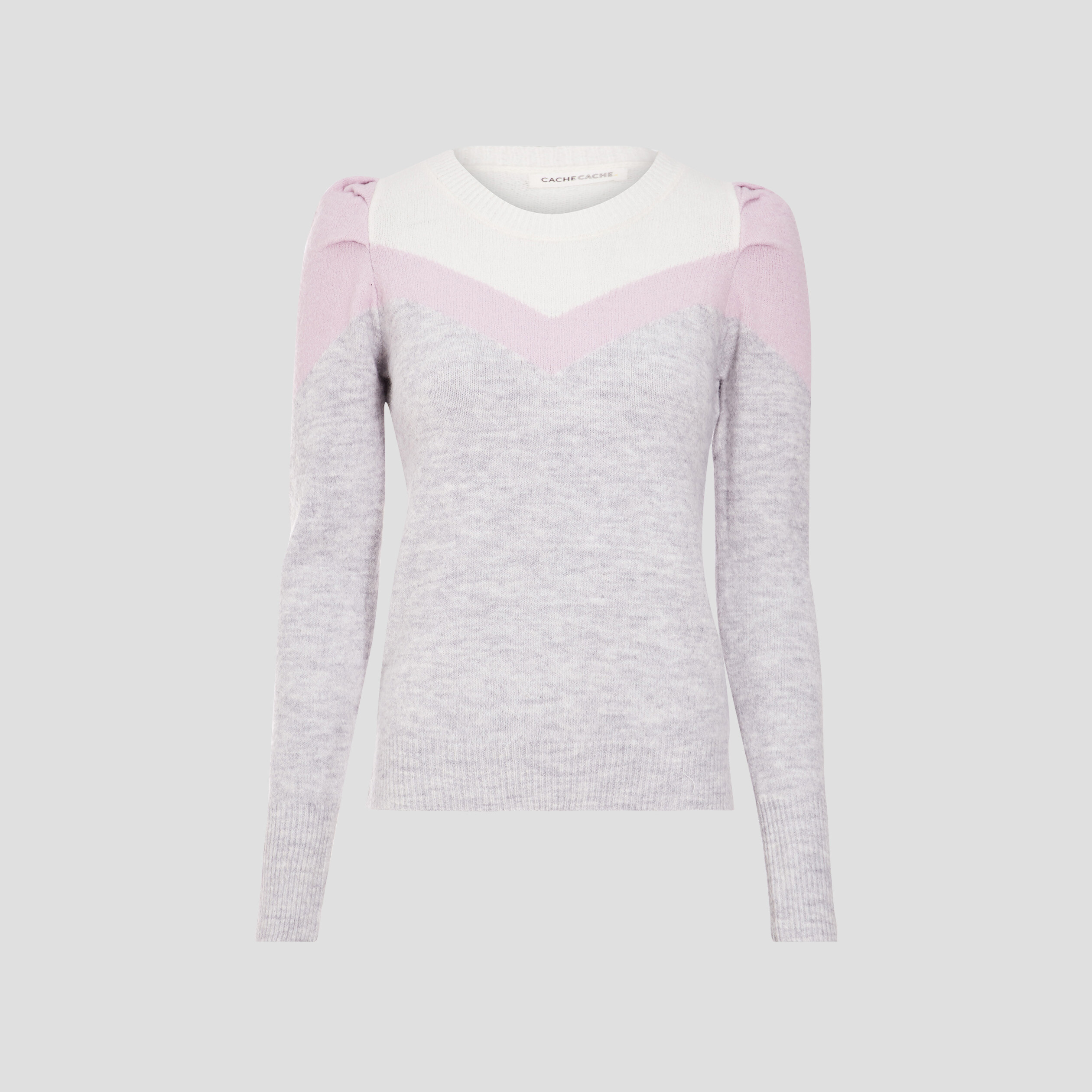pull epaules froncees gris clair femme Pull épaules froncées gris clair femme