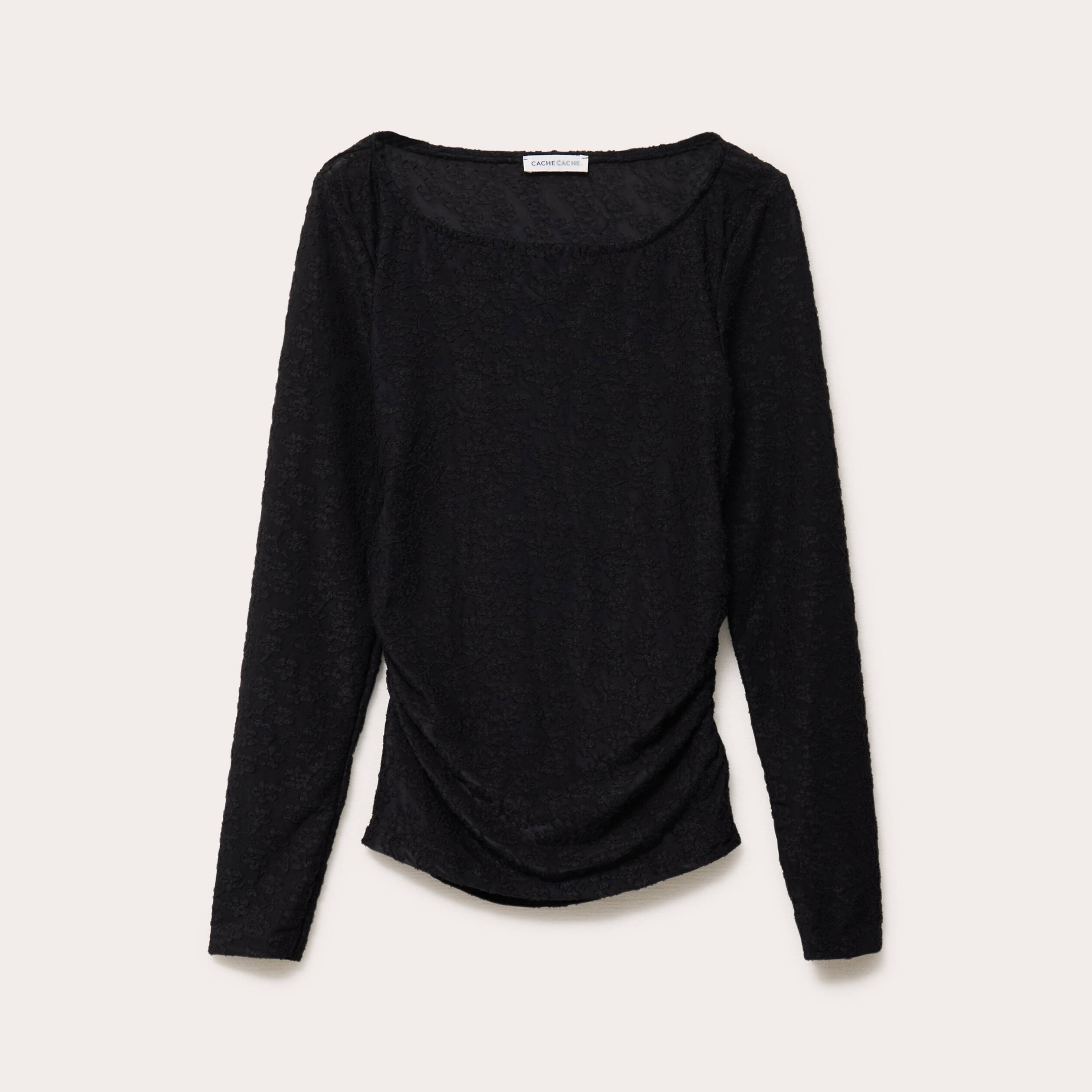 T-shirt motif en relief noir femme