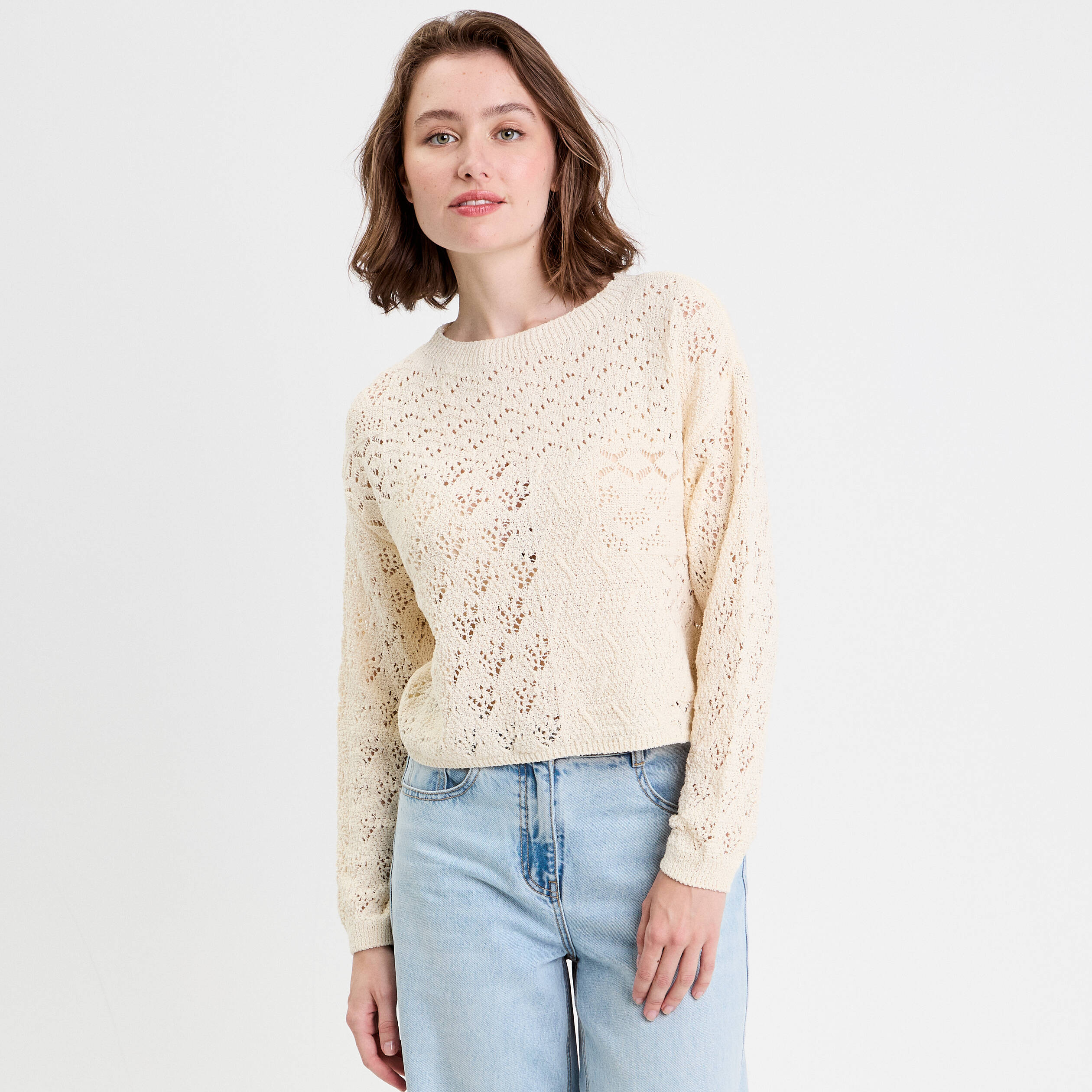 pull manches longues ecru femme Pull manches longues ecru femme