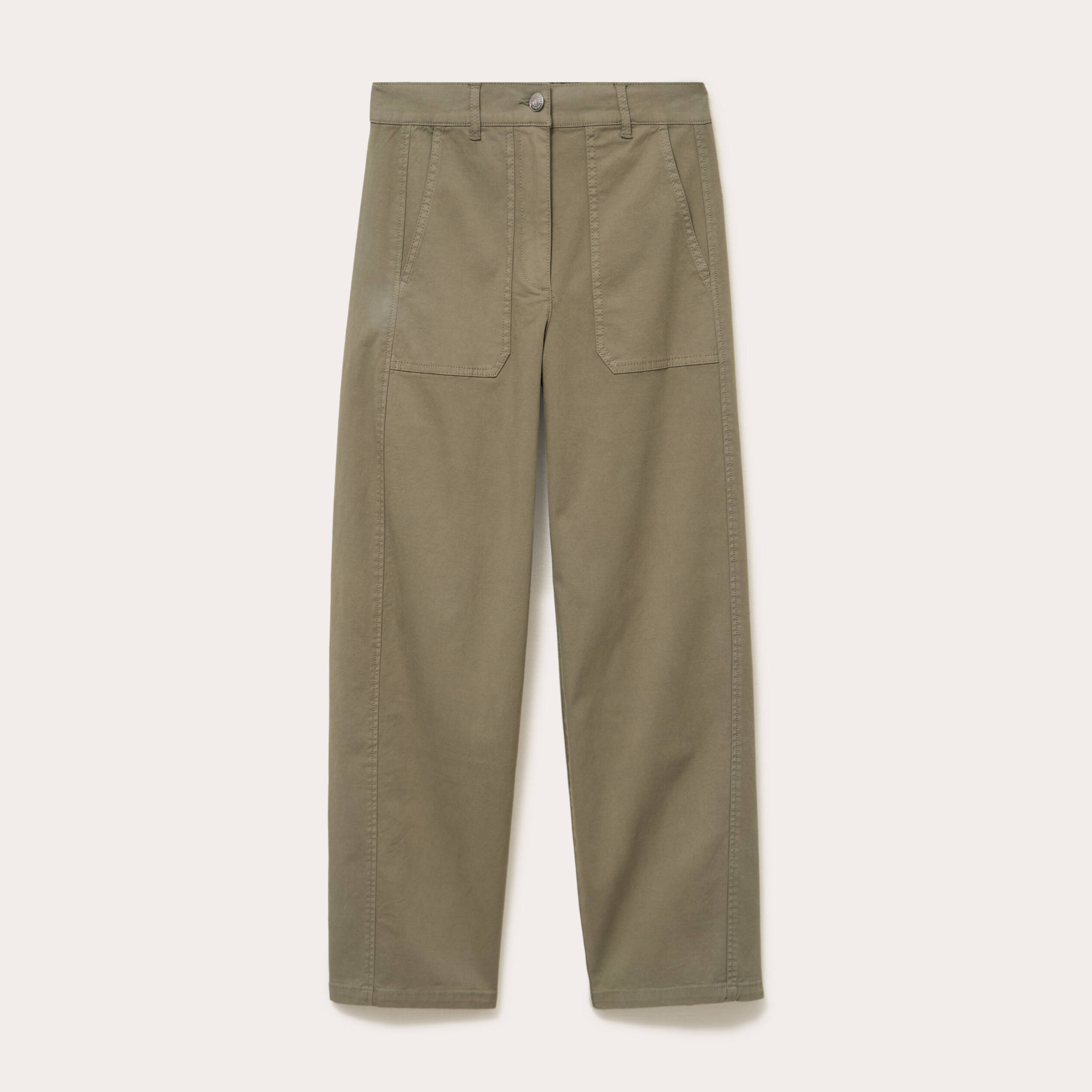 Pantalon barrel taille haute vert kaki femme