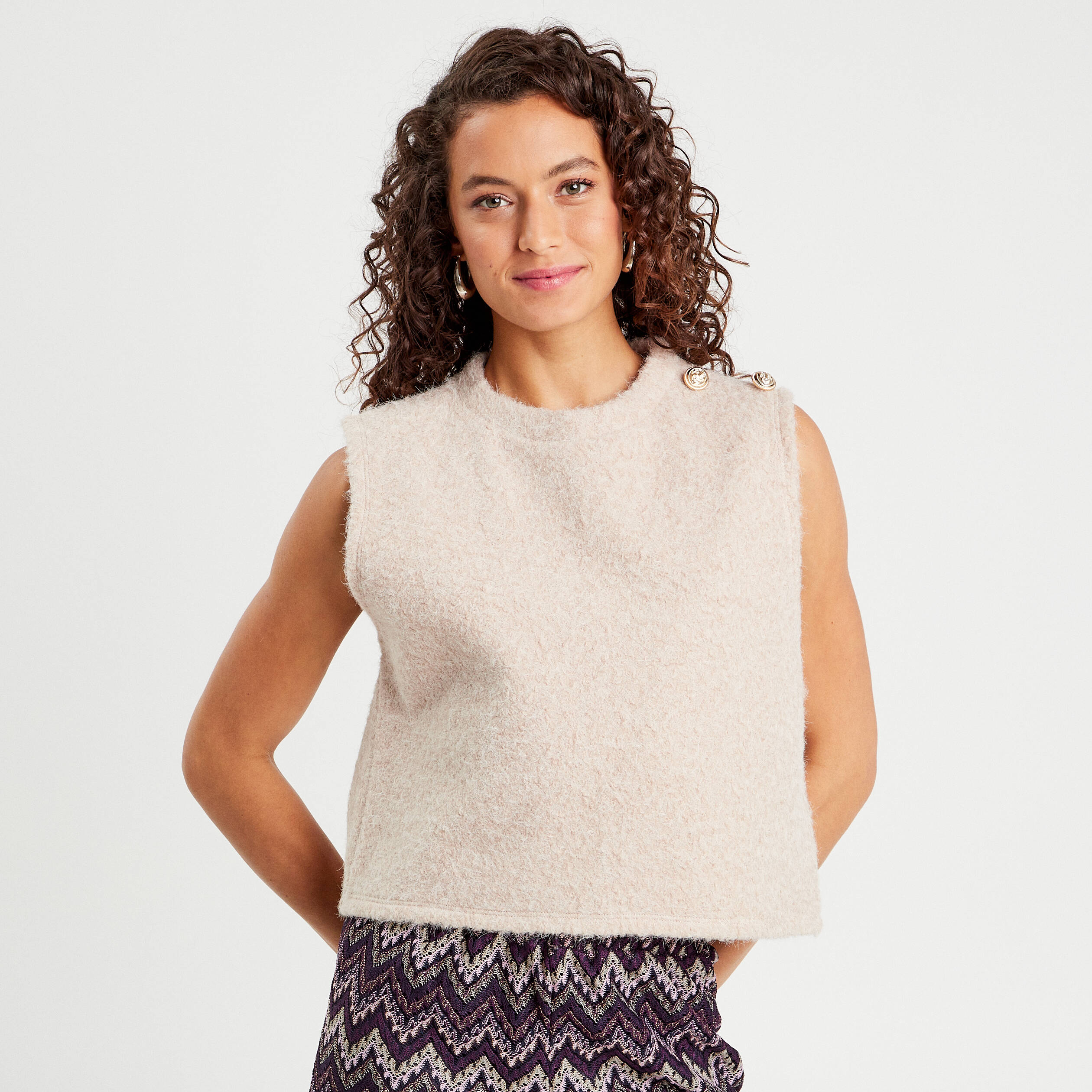 pull sans manches sable femme Pull sans manches sable femme