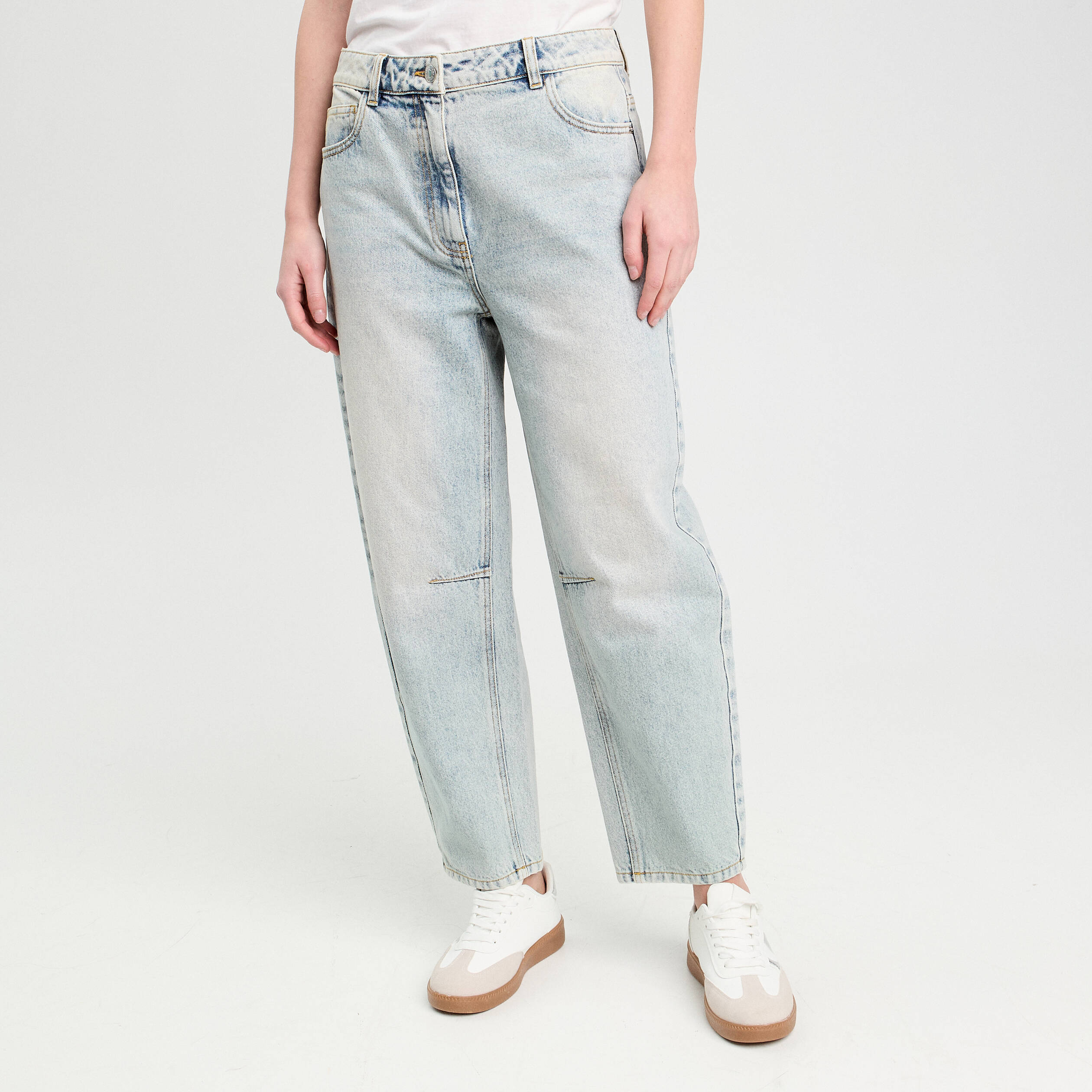 Jeans balloon denim bleach femme
