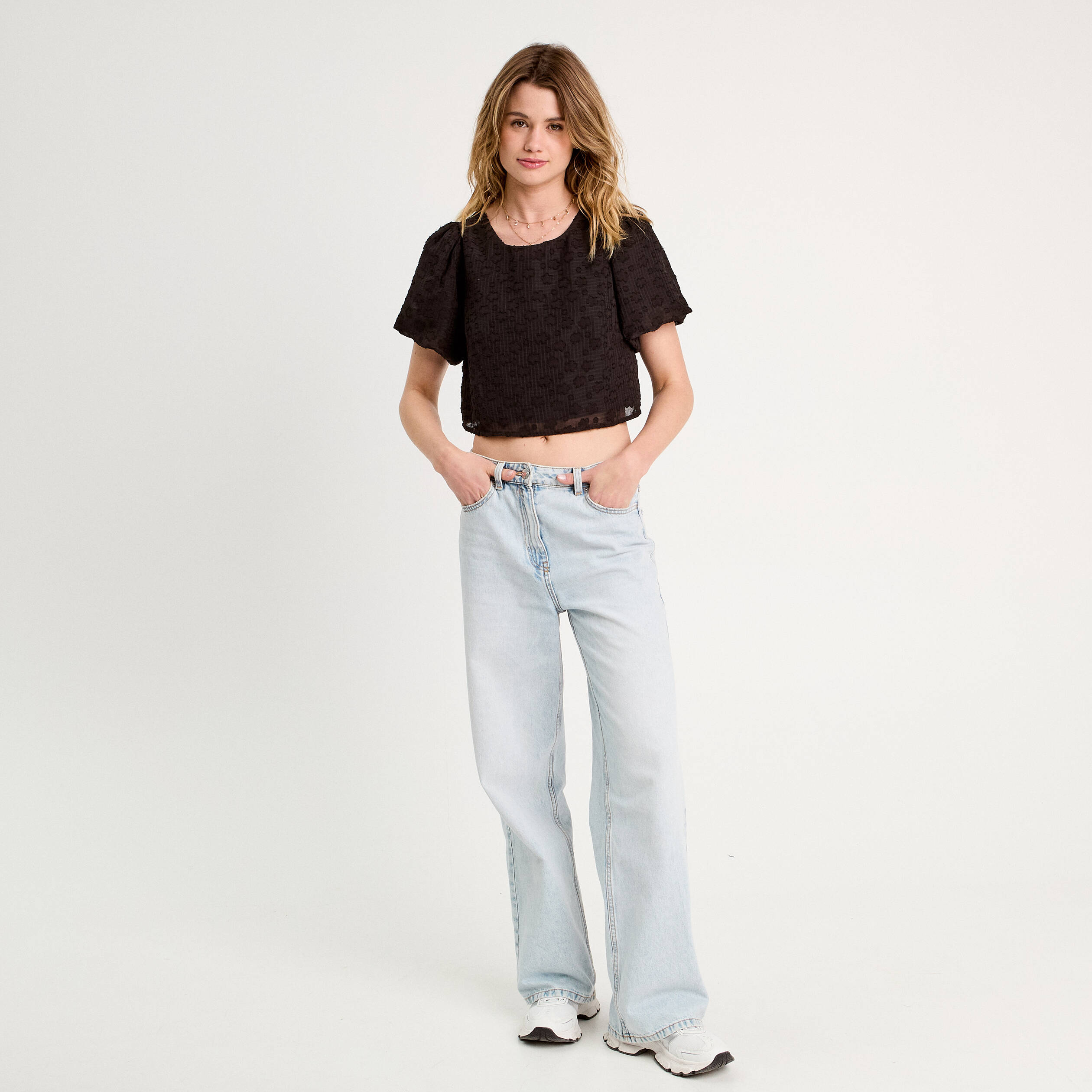 Blouse manches courtes noir femme