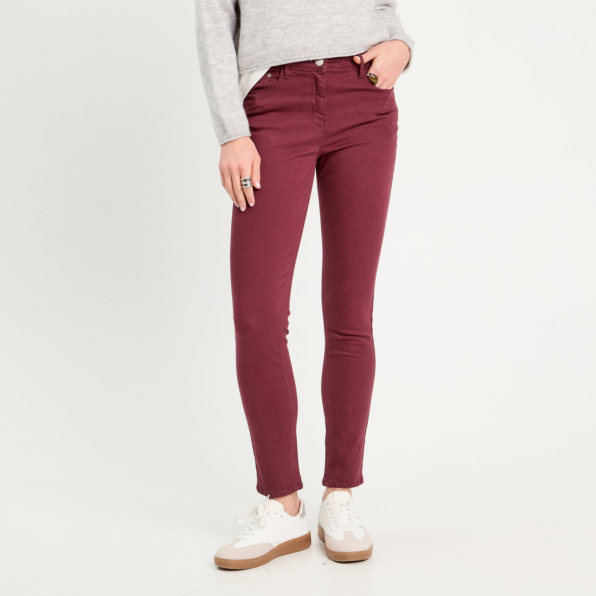 jeans slim 5 poches violet fonce femme Jeans slim 5 poches violet foncé femme