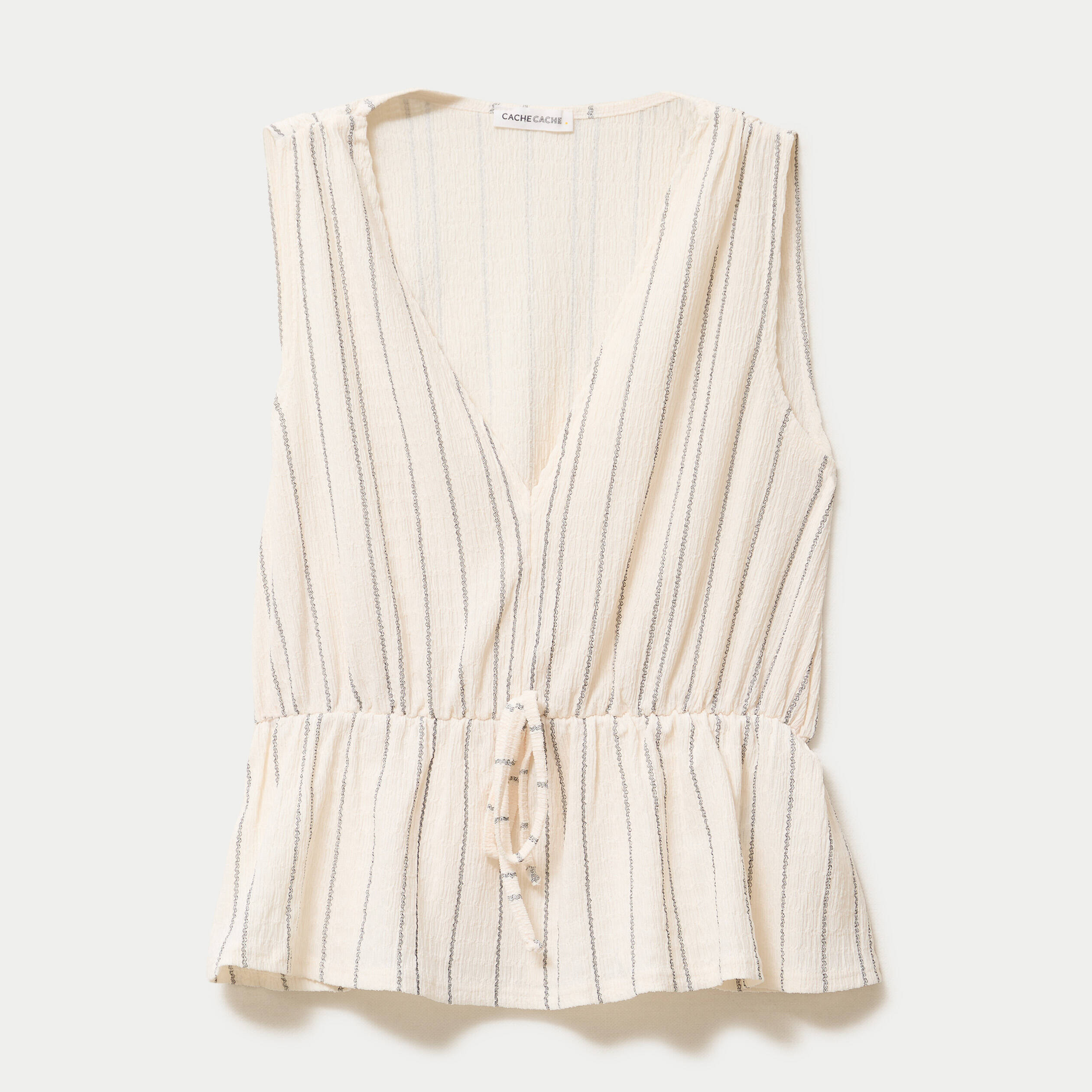 Blouse sans manches col v blanc femme