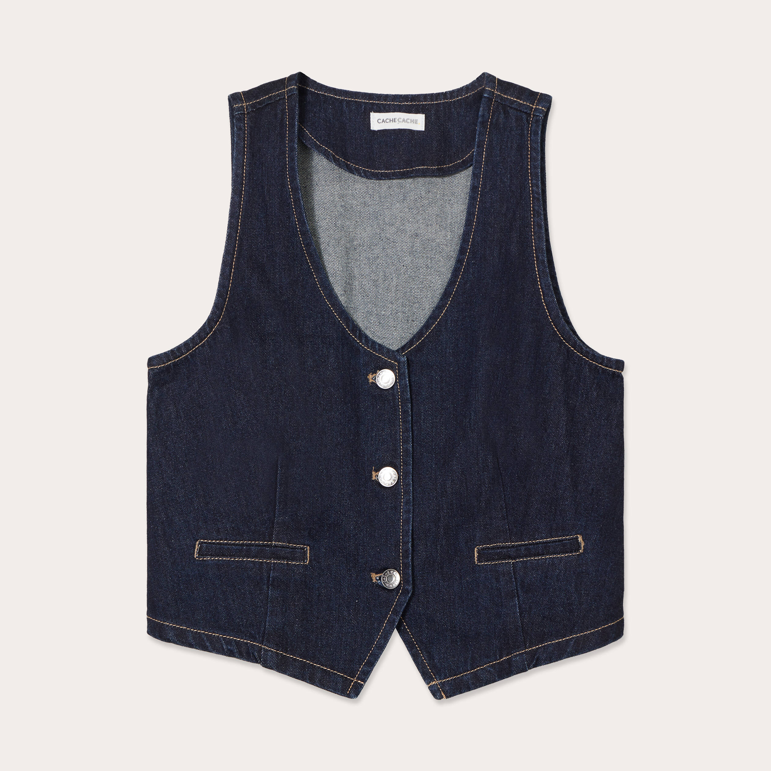 Gilet sans manches en jean denim brut femme Vibs
