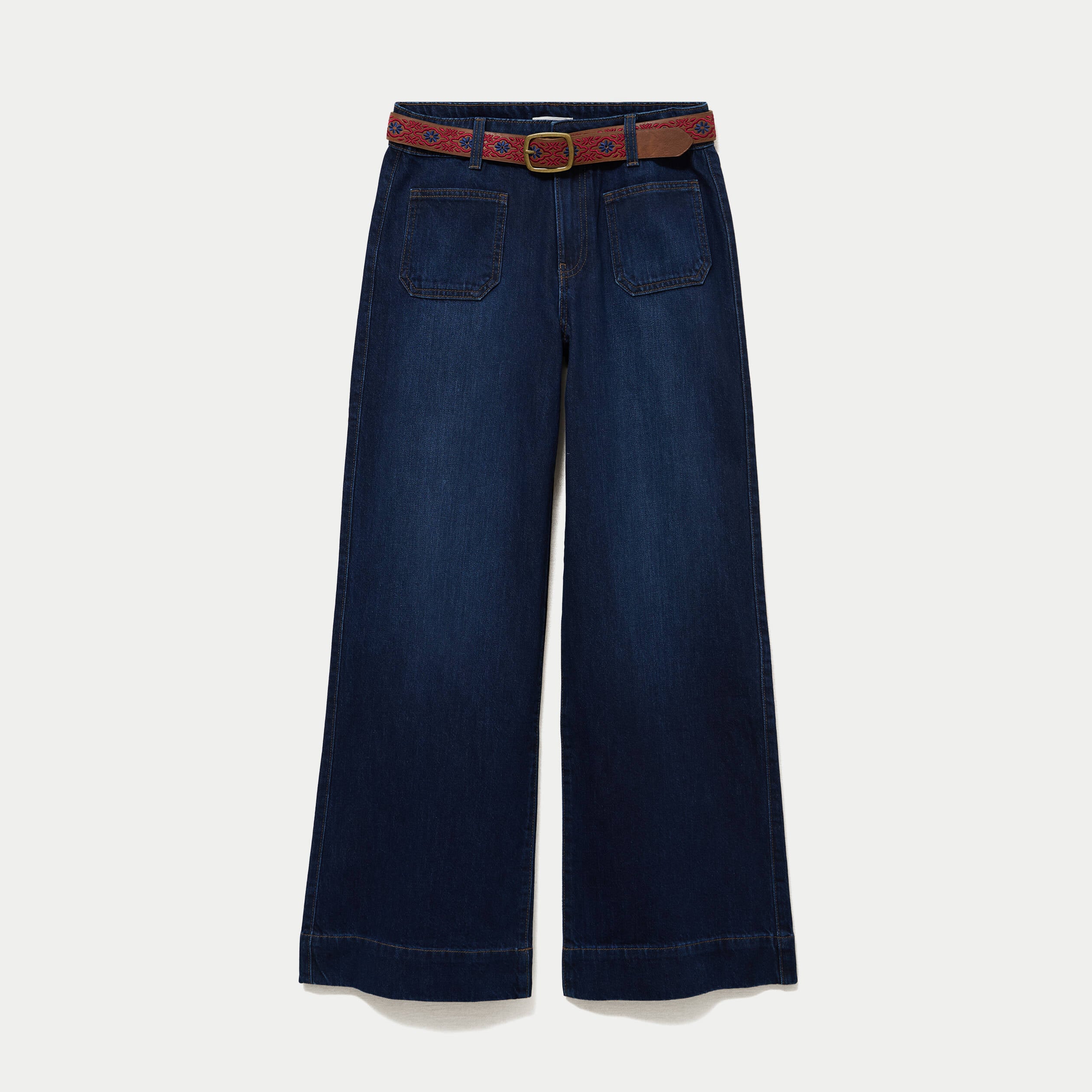 Jean bootcut ceinture amovible denim brut femme