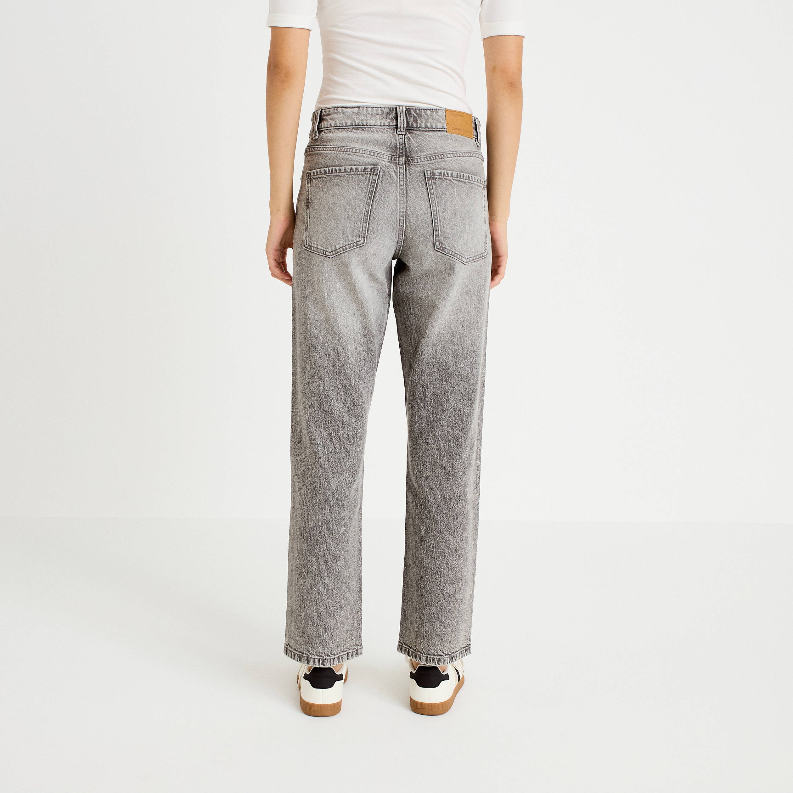 Jean droit taille standard denim gris femme