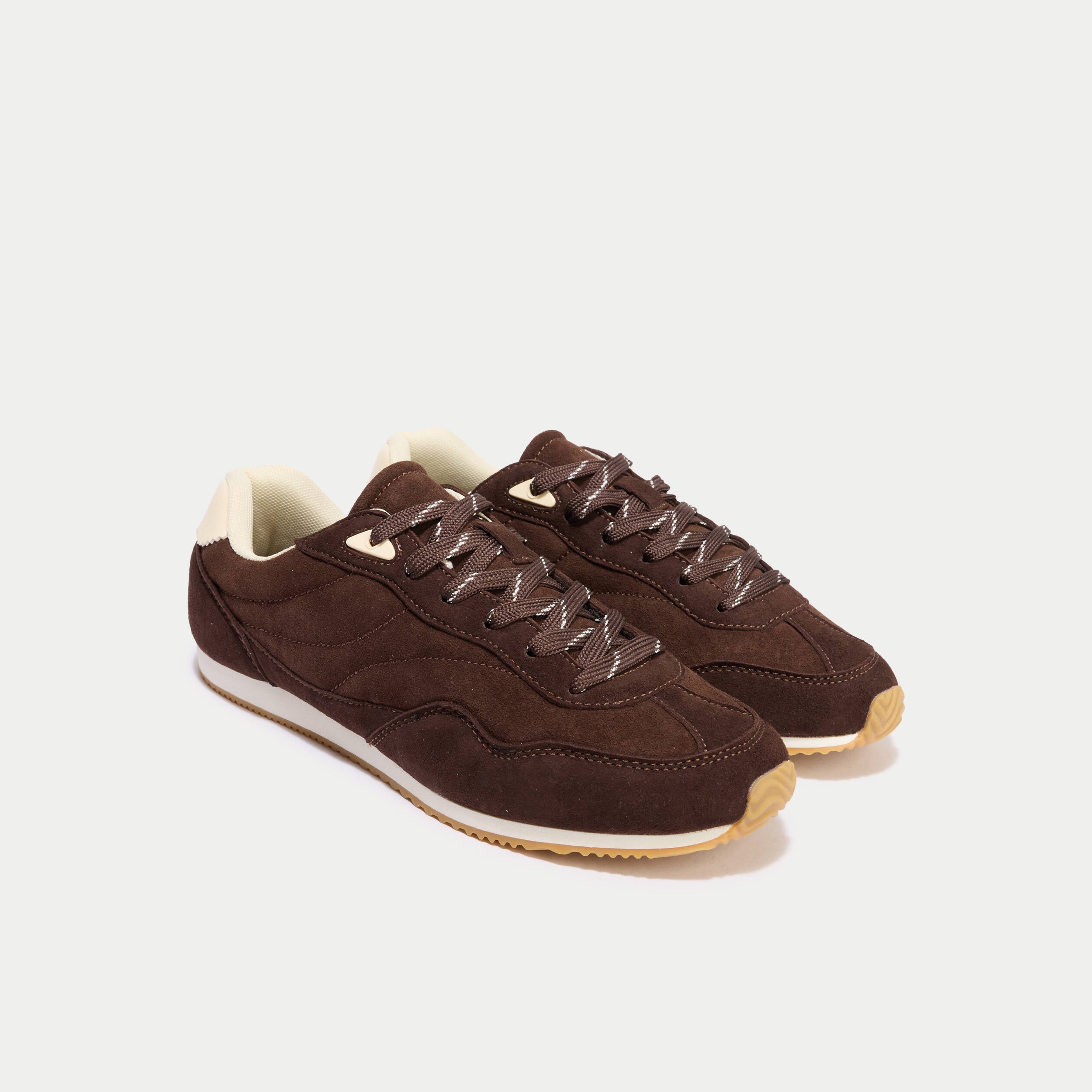Basket aspect daim marron femme