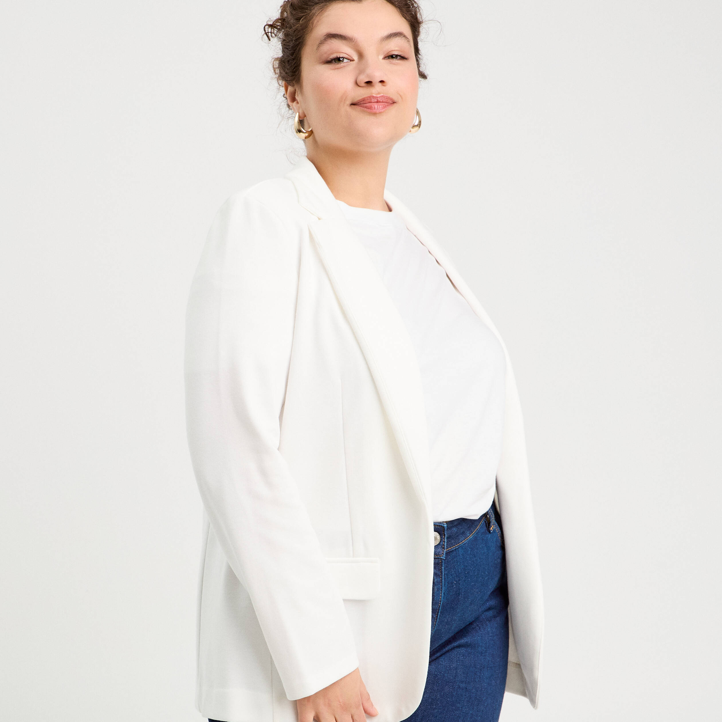 veste blazer cintree ecru femme Veste blazer cintrée ecru femme