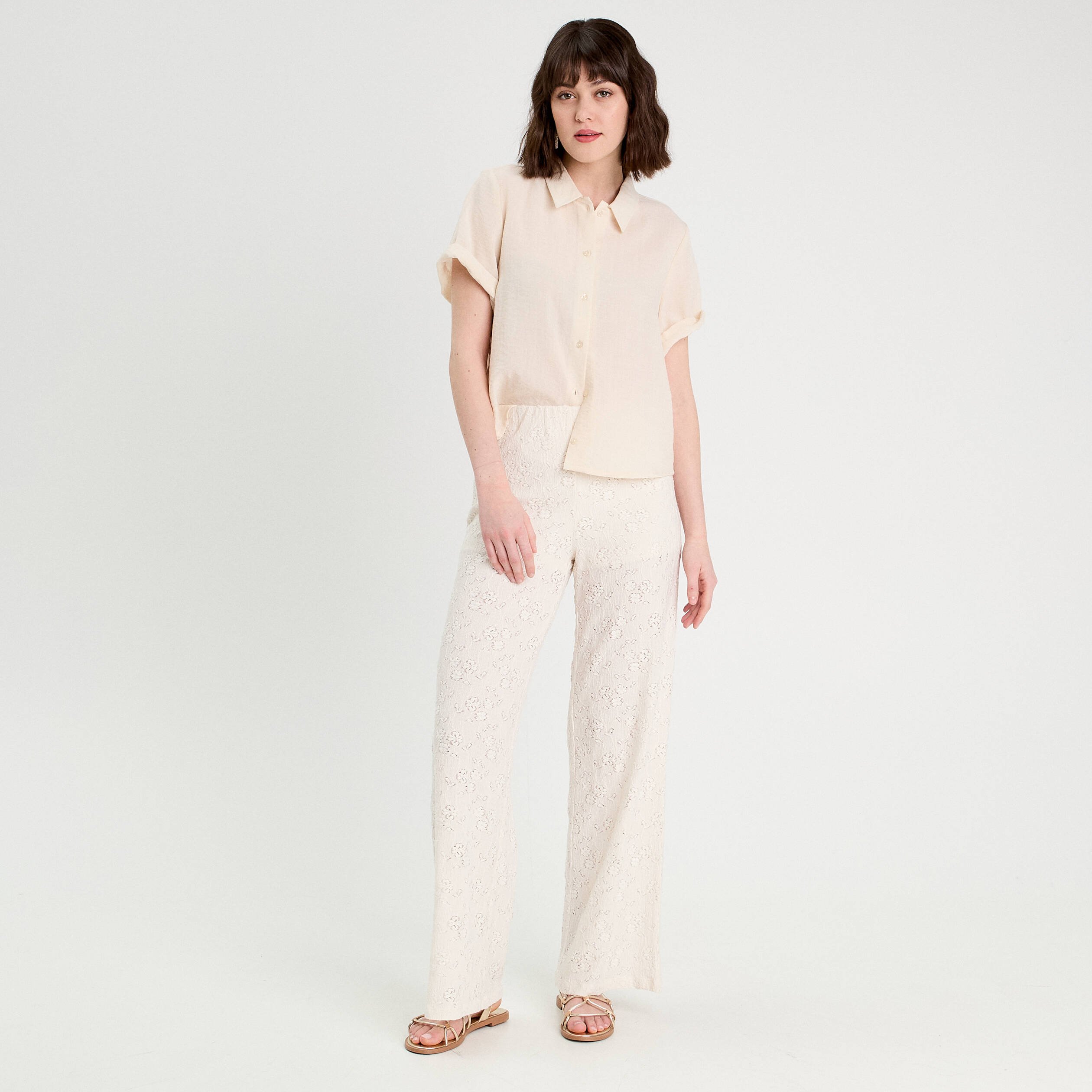 chemise manches courtes ecru femme Chemise manches courtes ecru femme