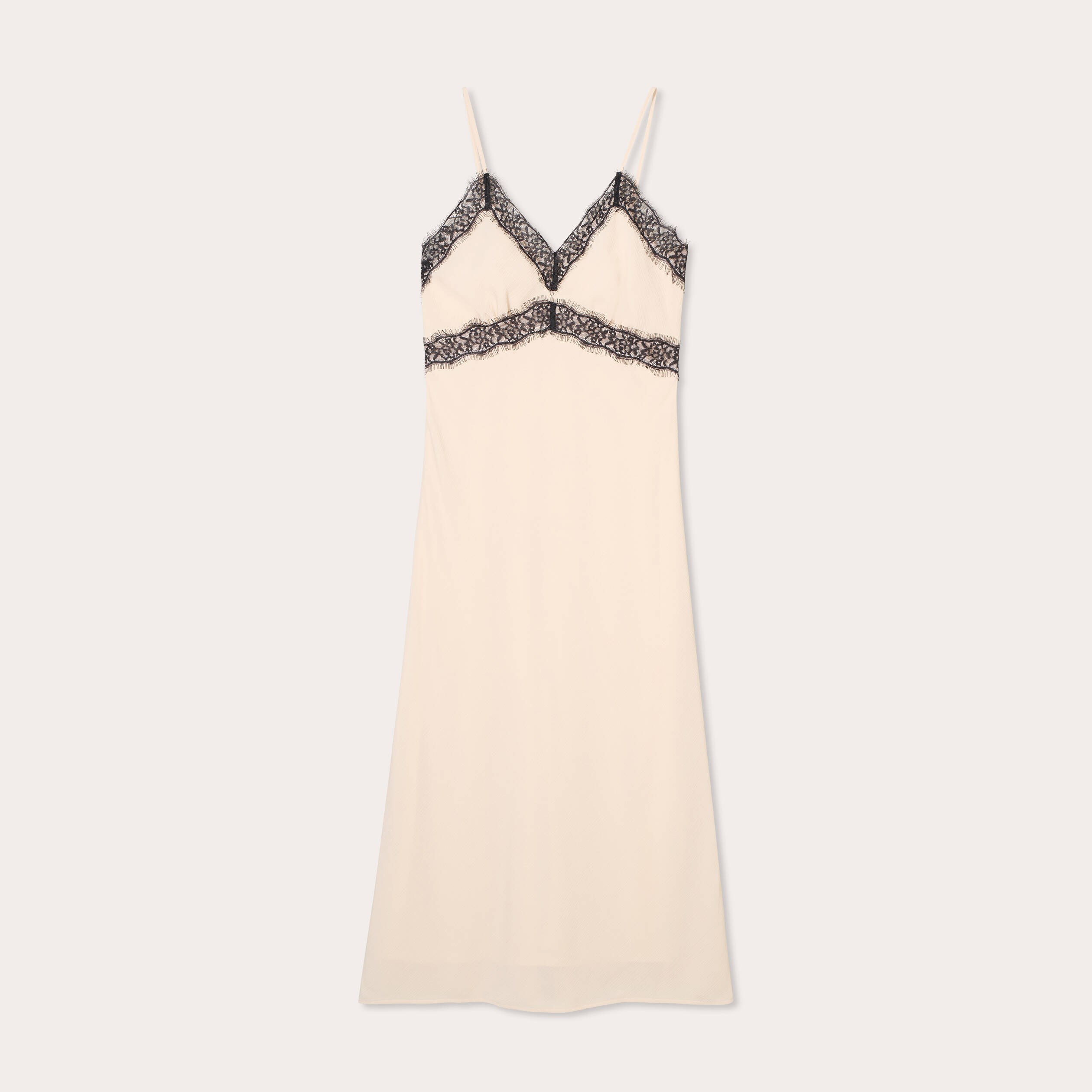 robe longue ajustee dentelle sable femme Robe longue ajustée dentelle sable femme